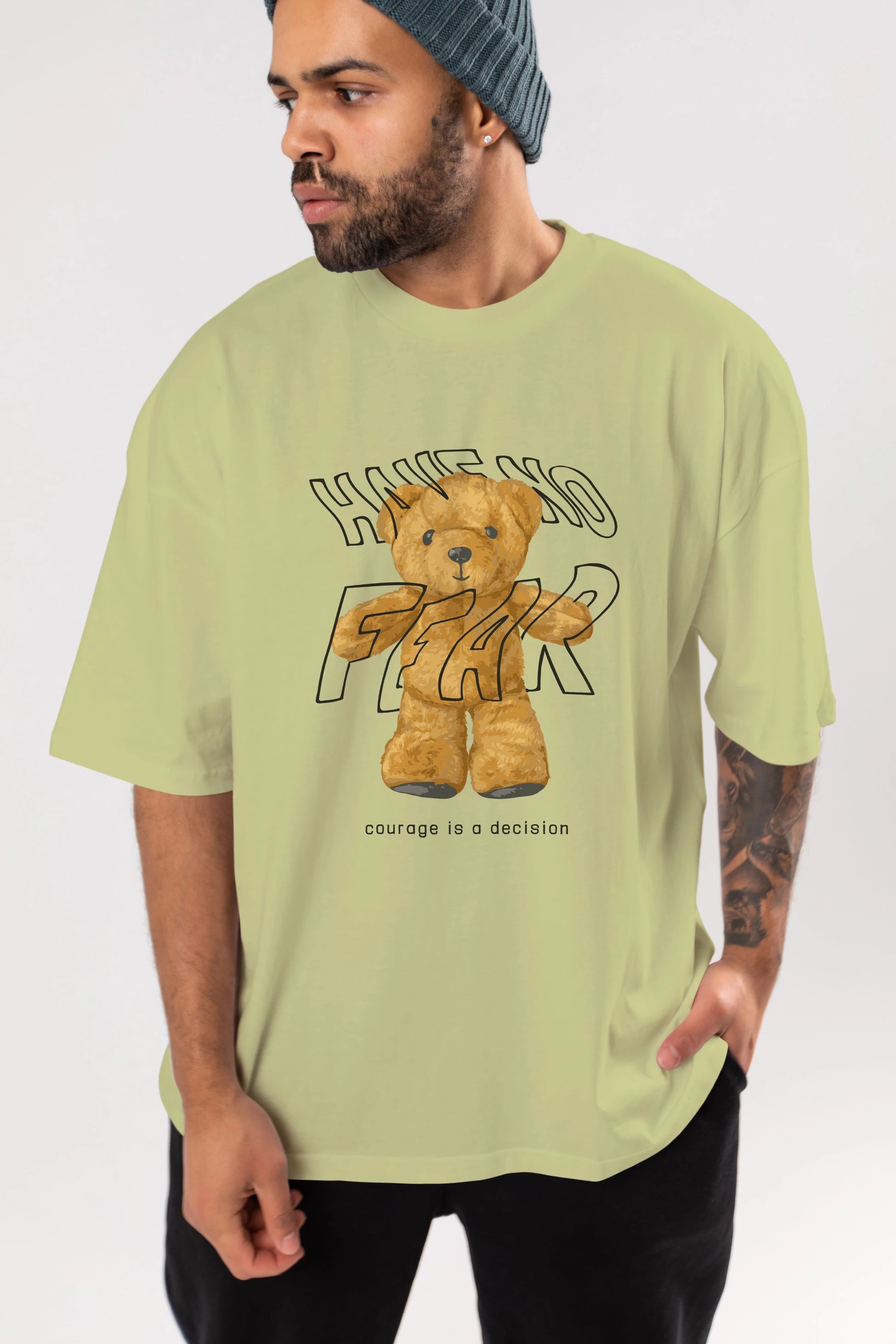 Have no Fear Bear Ön Baskılı Oversize t-shirt Erkek Kadın Unisex