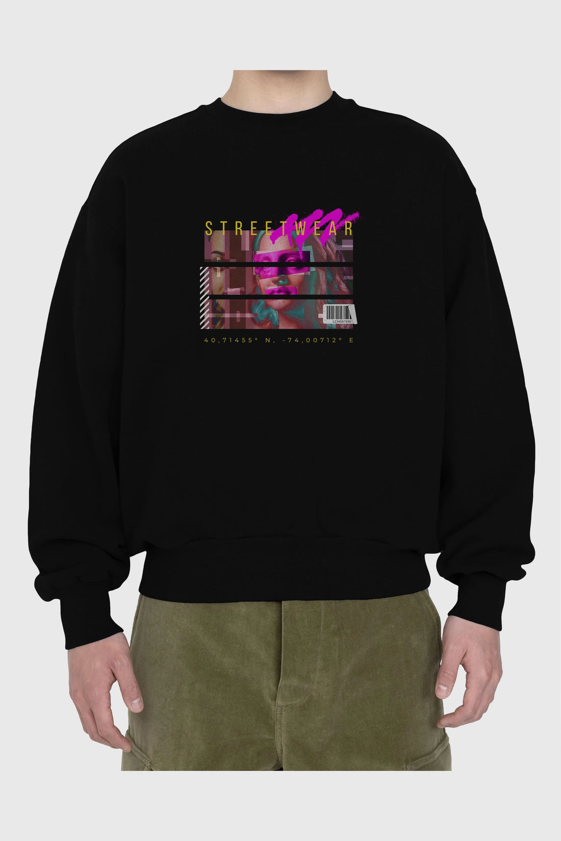 Futuristic Streetwear 2 Ön Baskılı Oversize Sweatshirt Erkek Kadın Unisex