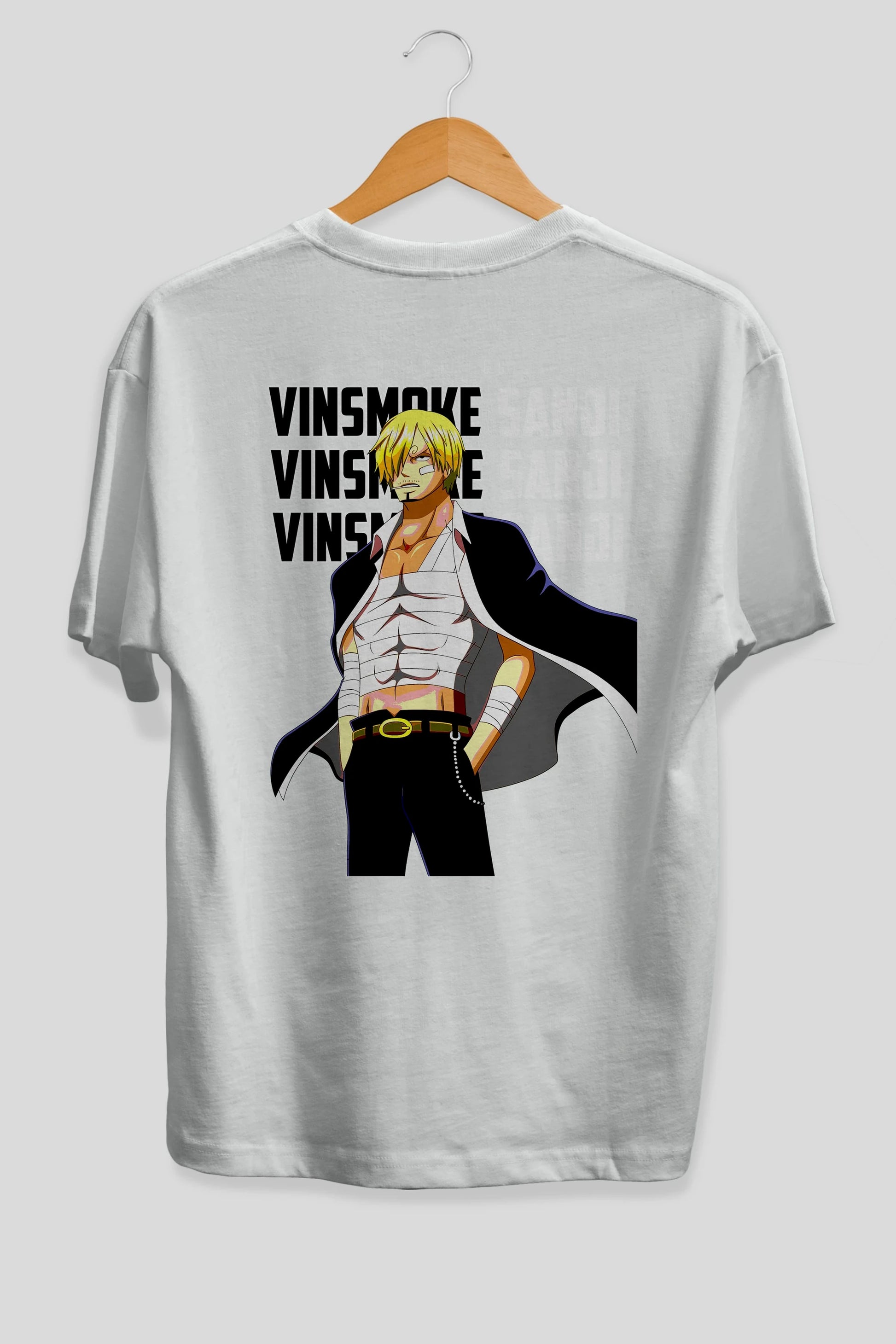Sanji Anime Arka Baskılı Oversize t-shirt Erkek Kadın Unisex %100 pamuk tişort