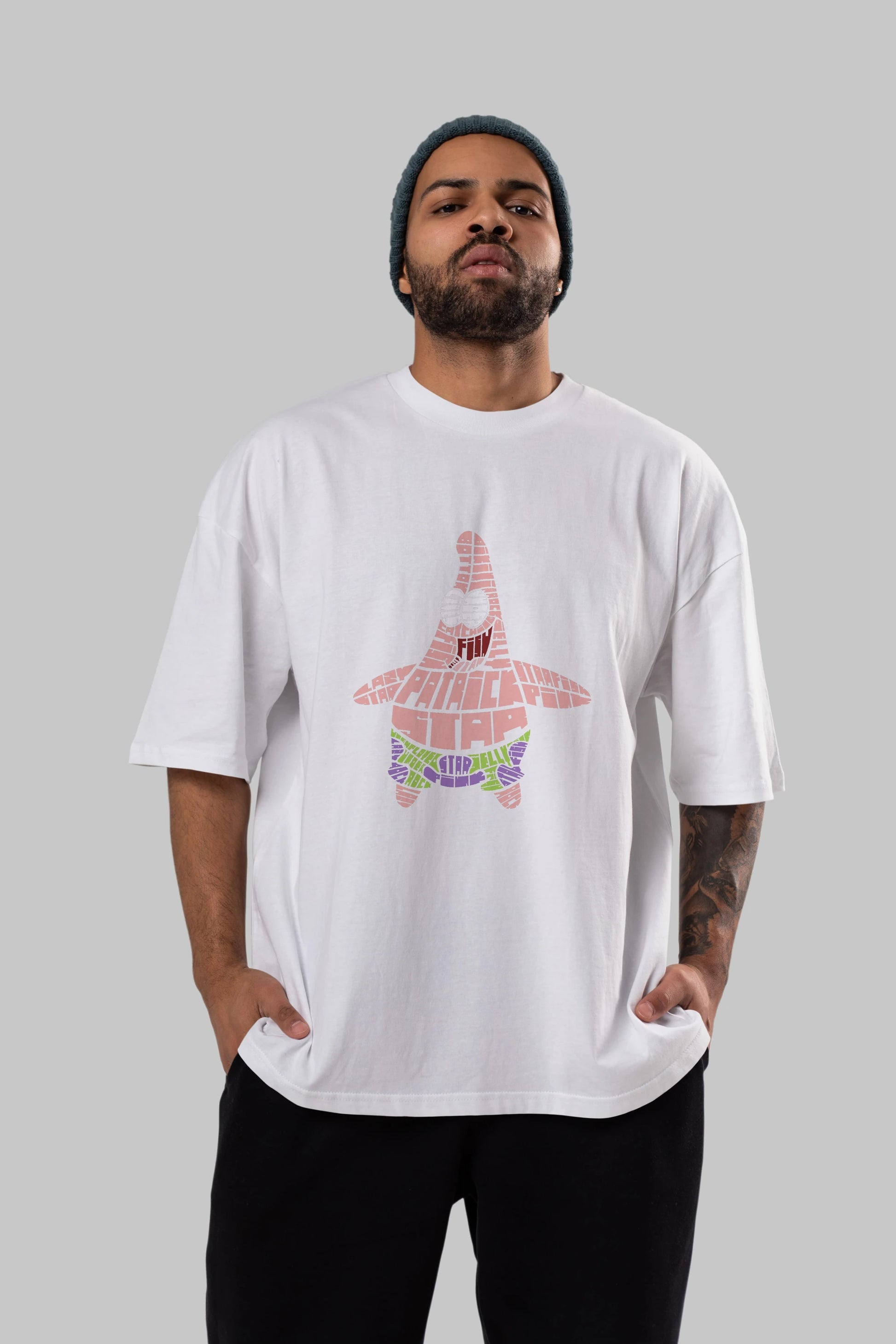 Patrick Star Ön Baskılı Oversize t-shirt %100 pamuk Erkek Kadın Unisex