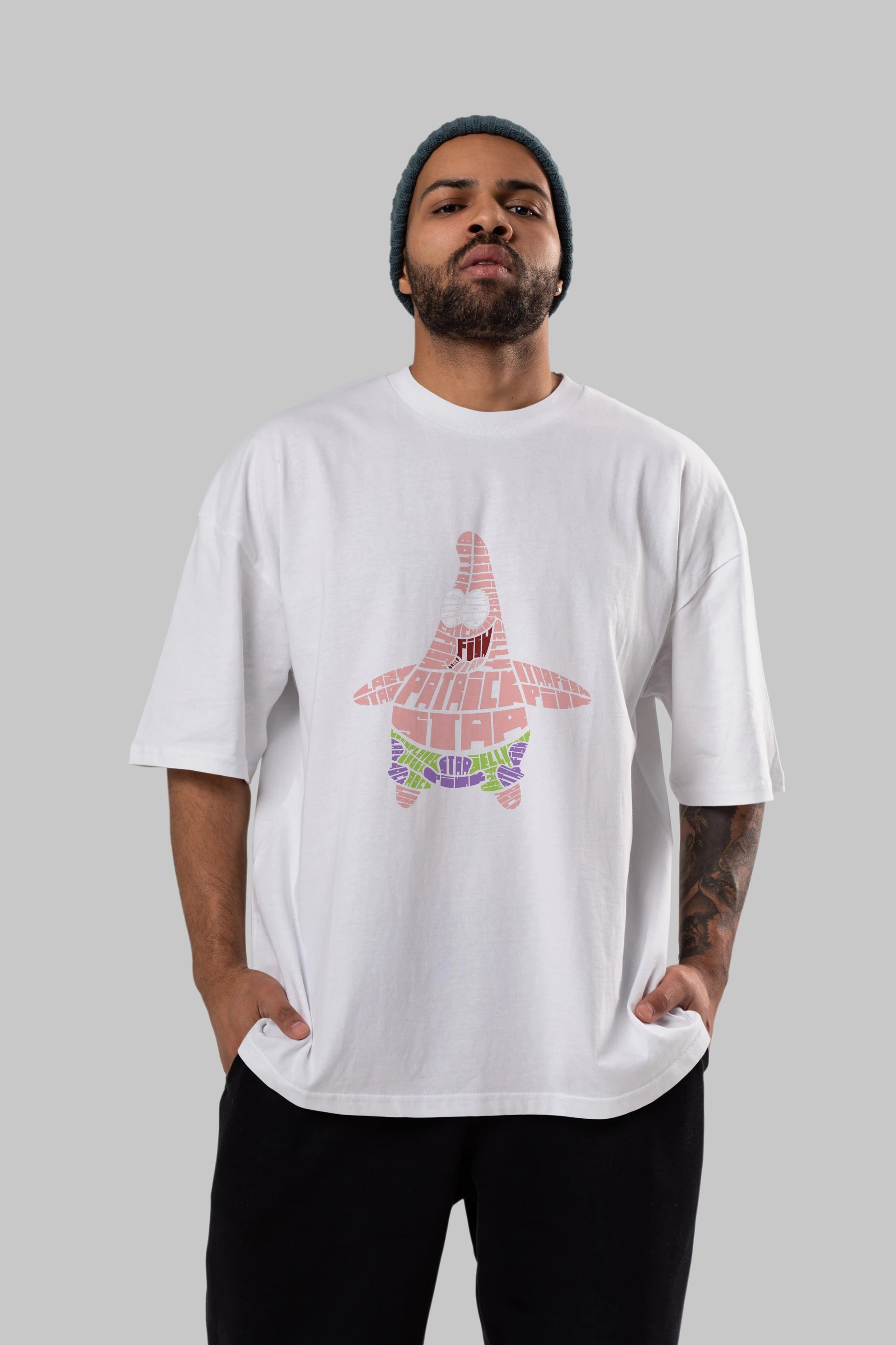 Patrick Star Ön Baskılı Oversize t-shirt %100 pamuk Erkek Kadın Unisex