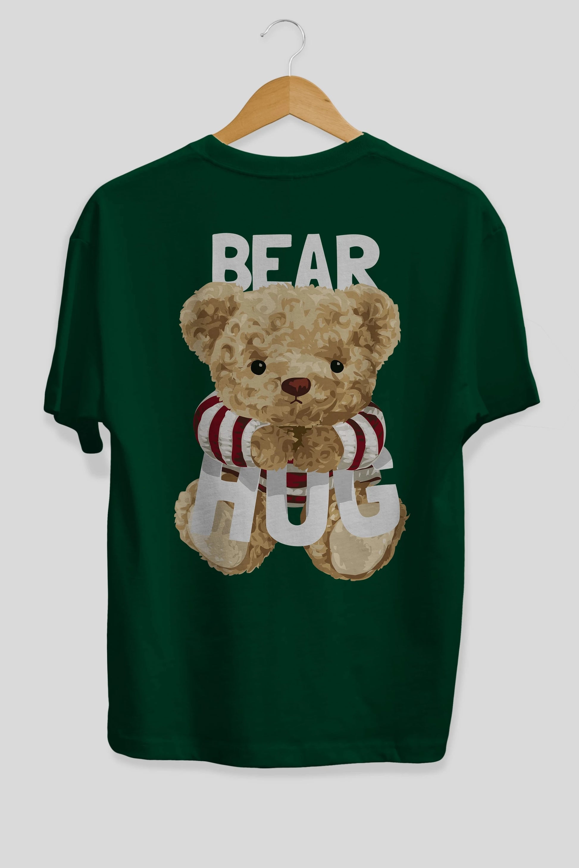 Teddy Bear Hug Arka Baskılı Oversize t-shirt Erkek Kadın Unisex %100 Pamuk