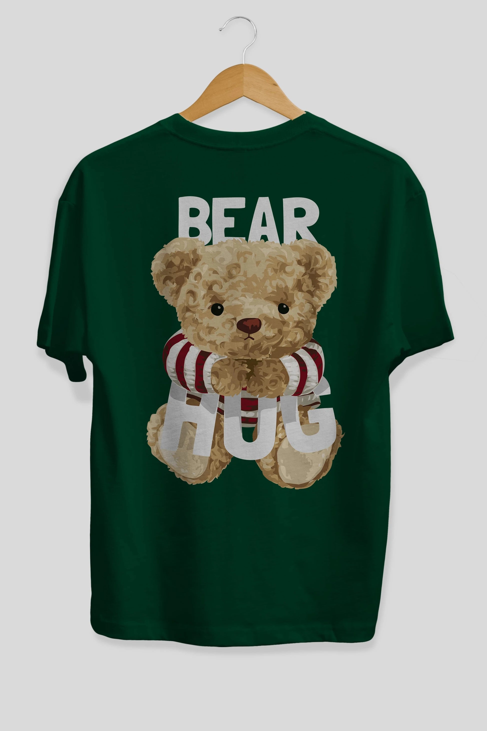 Teddy Bear Hug Arka Baskılı Oversize t-shirt Erkek Kadın Unisex %100 Pamuk