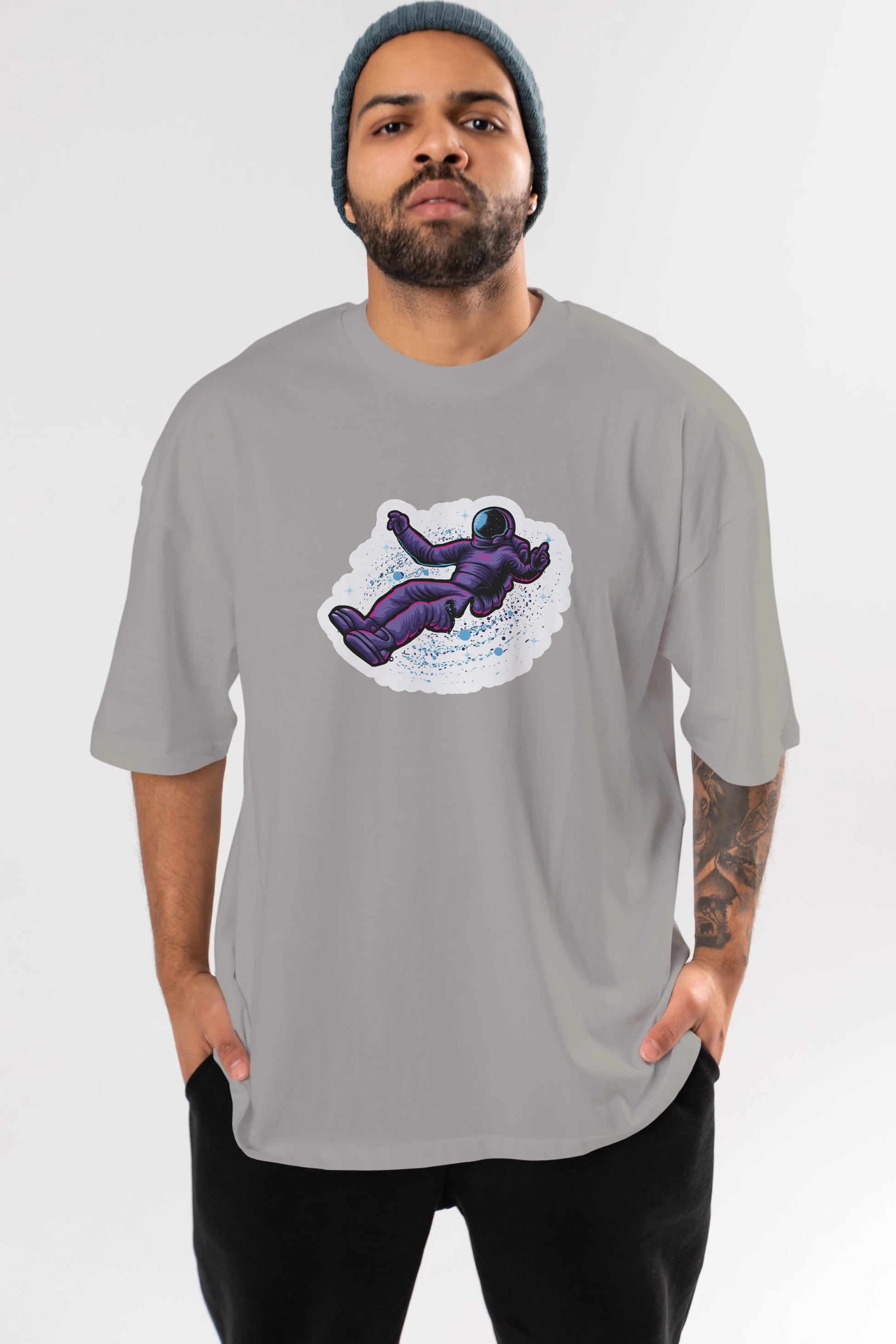 Having fun in outer space sticker Ön Baskılı Oversize t-shirt Erkek Kadın Unisex