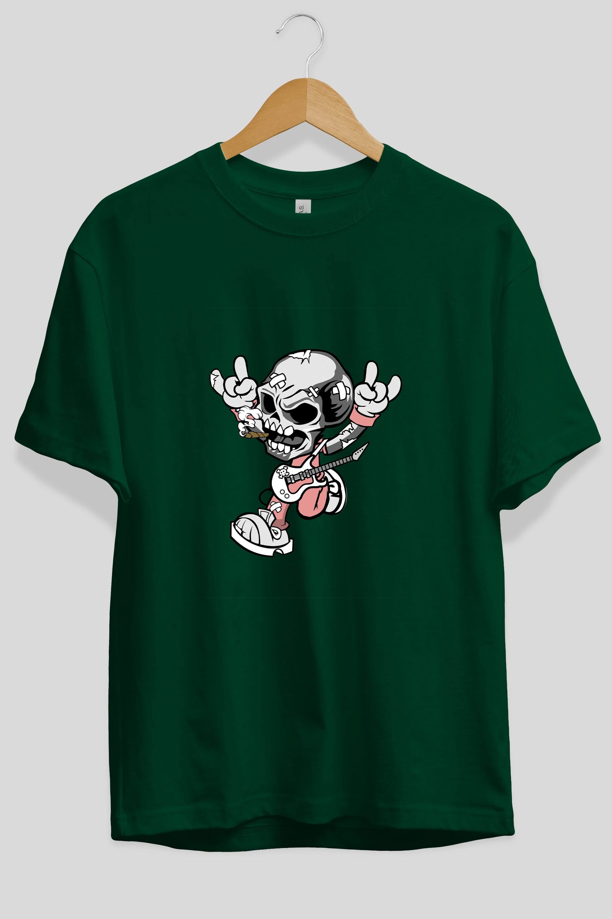 Skull Metal Sign Ön Baskılı Oversize t-shirt Erkek Kadın Unisex %100 Pamuk tişort