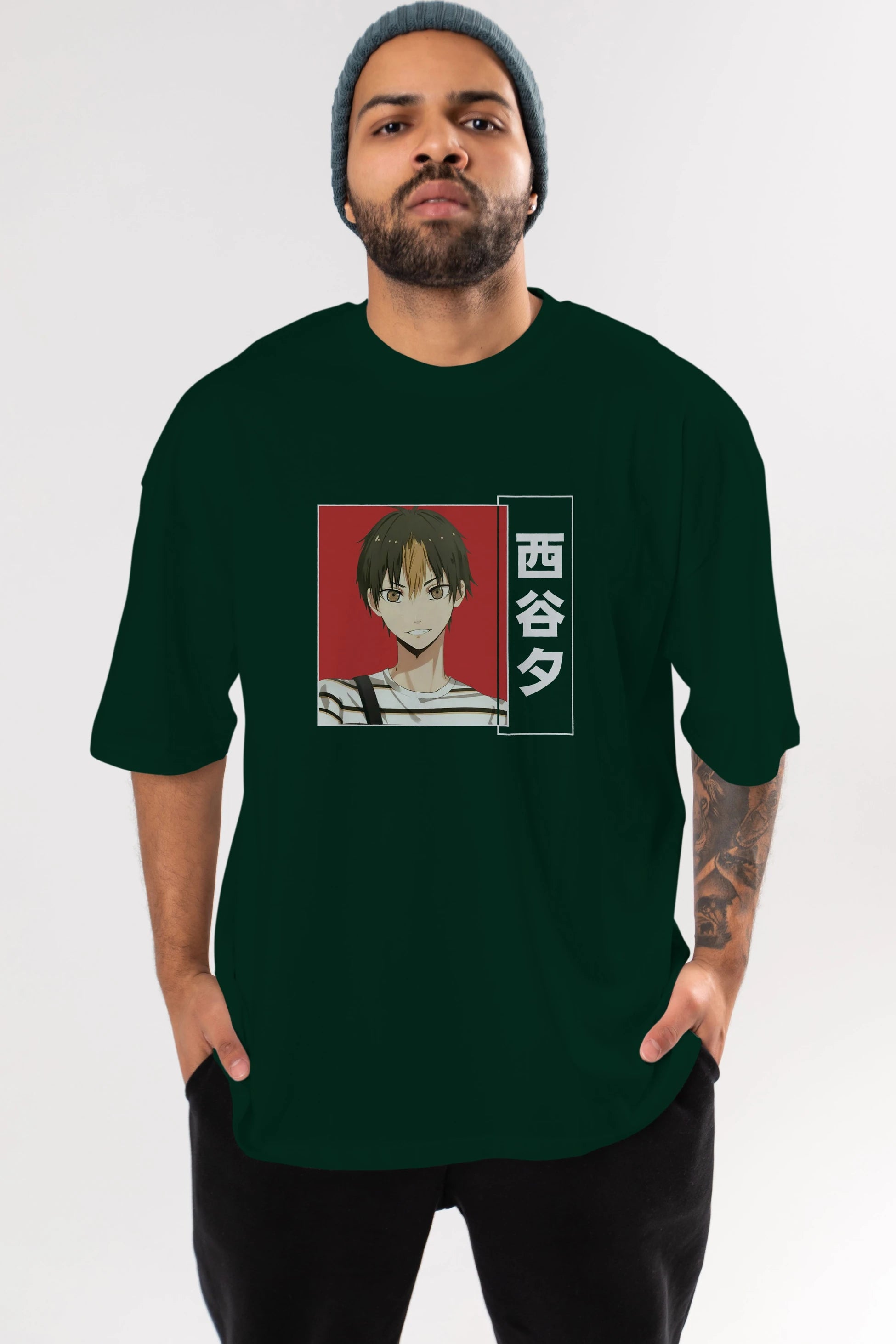 Yuu Nishinoya 1 Anime Ön Baskılı Oversize t-shirt %100 pamuk Erkek Kadın Unisex