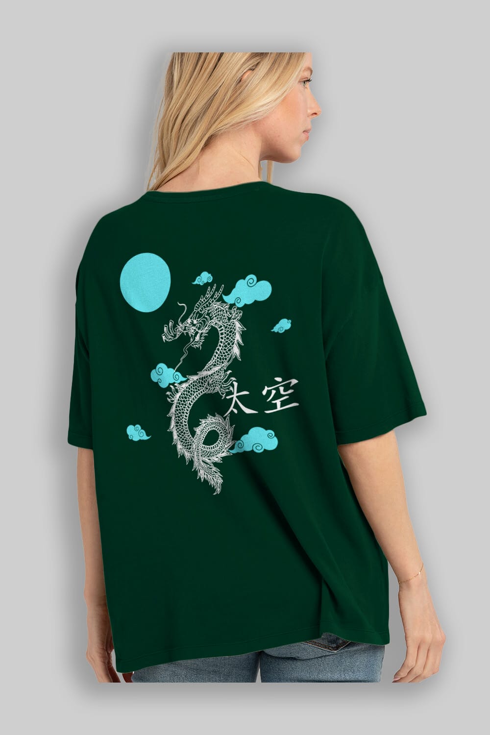 Chinese Dragon Arka Baskılı Oversize t-shirt Erkek Kadın Unisex