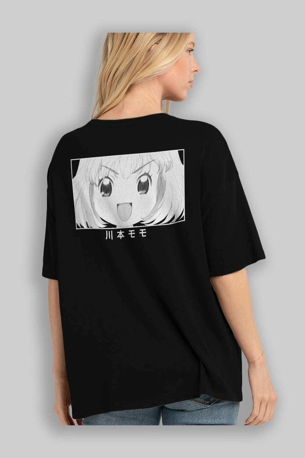 Momo Kawamoto 1 Anime Arka Baskılı Oversize t-shirt Erkek Kadın Unisex
