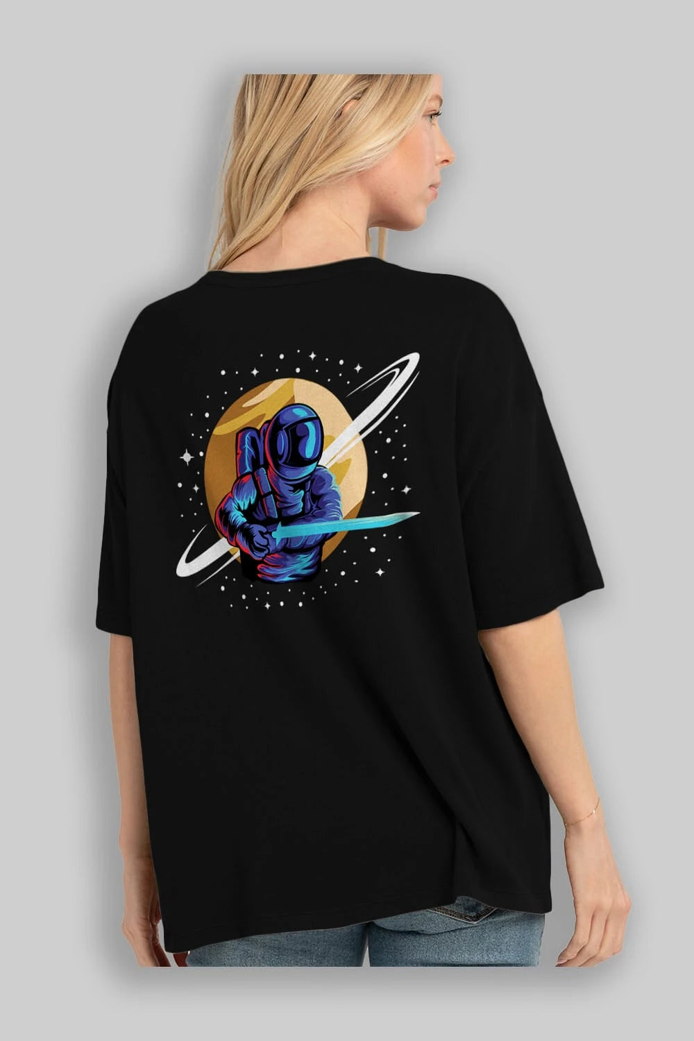 Astro Knight Arka Baskılı Oversize t-shirt Erkek Kadın Unisex