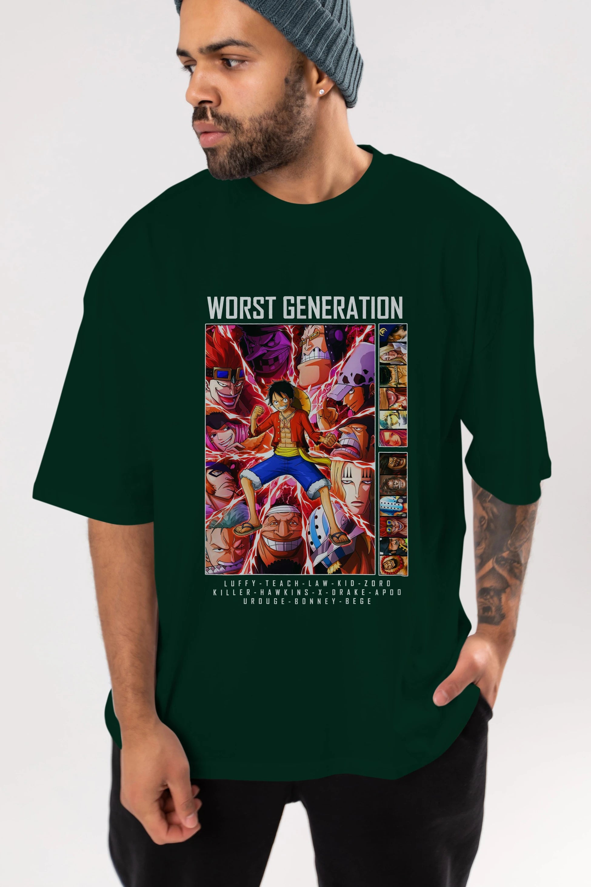 Worst Generation Anime Ön Baskılı Oversize t-shirt Erkek Kadın Unisex
