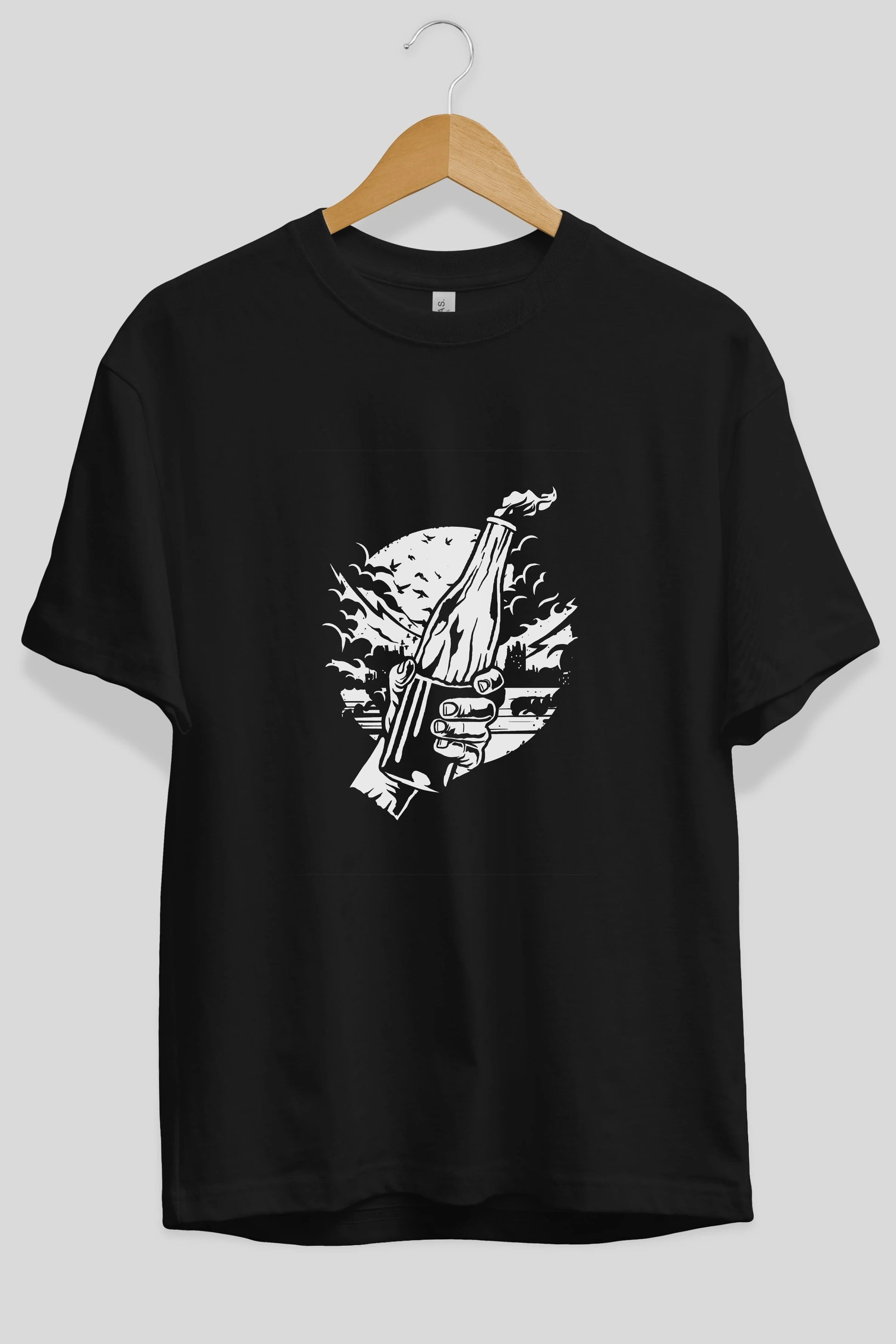Molotov Cocktail Ön Baskılı Oversize t-shirt Erkek Kadın Unisex %100 Pamuk tişort