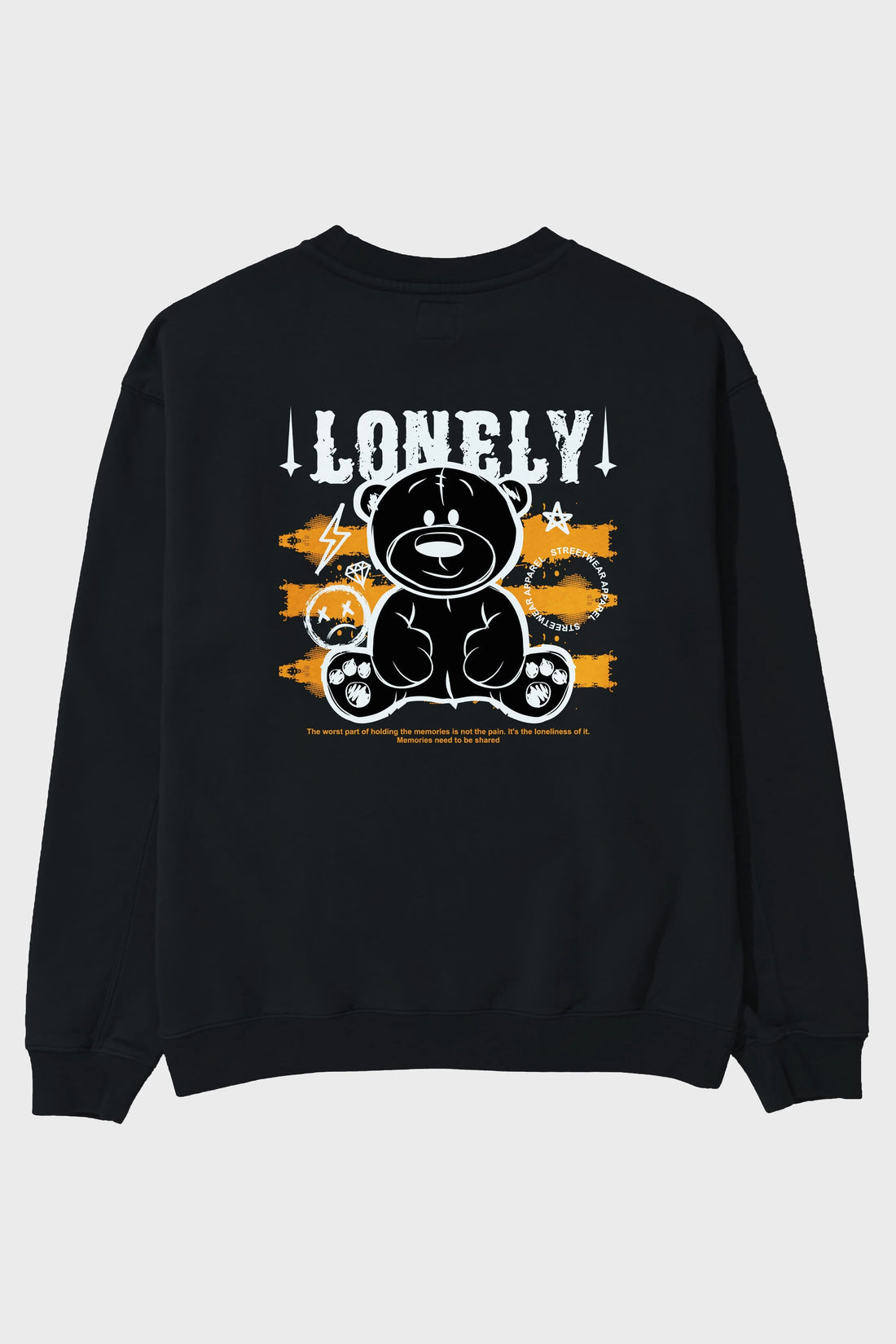 Teddy Bear Lonely Arka Baskılı Oversize Sweatshirt Erkek Kadın Unisex