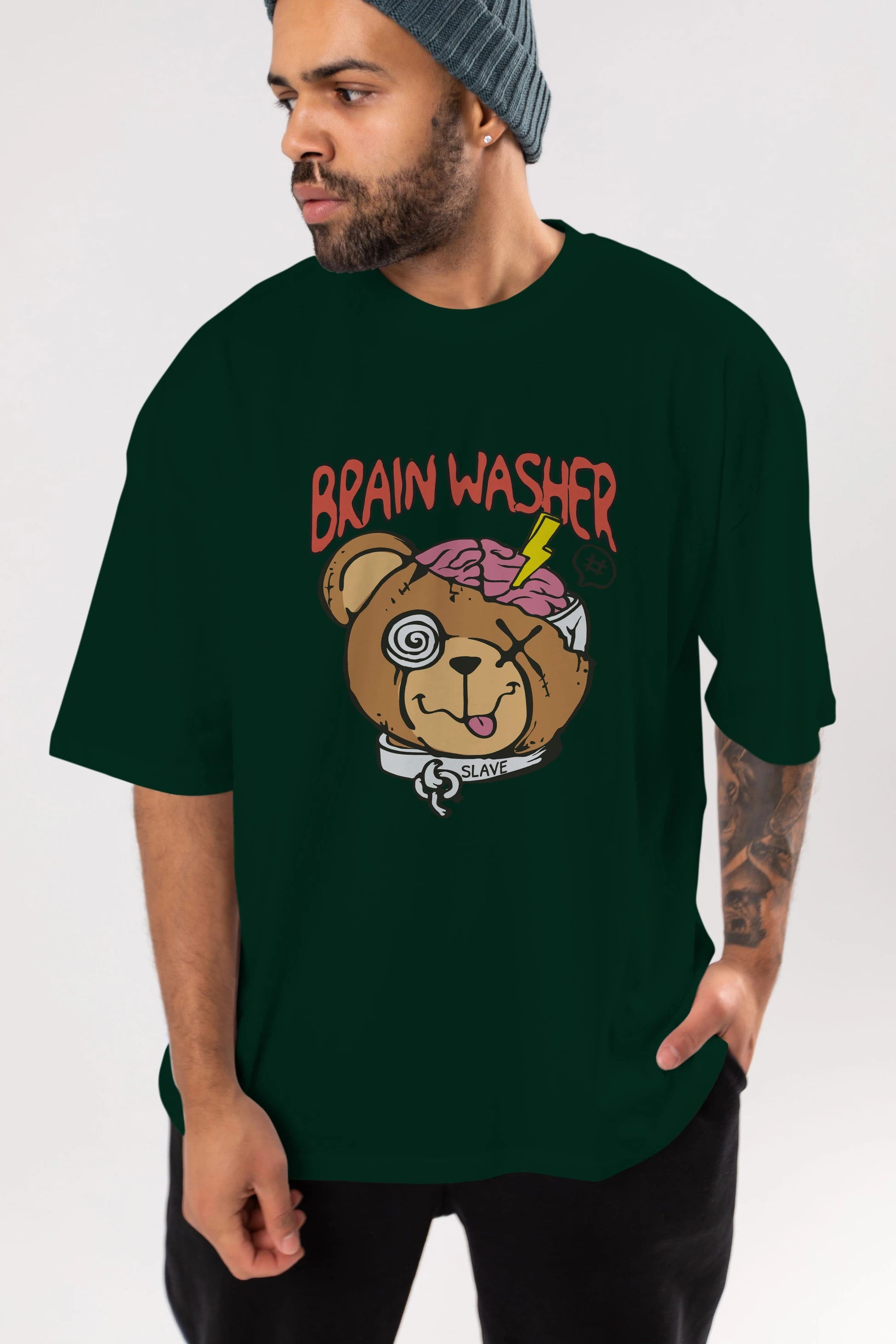 Brain Washer Ön Baskılı Oversize t-shirt Erkek Kadın Unisex