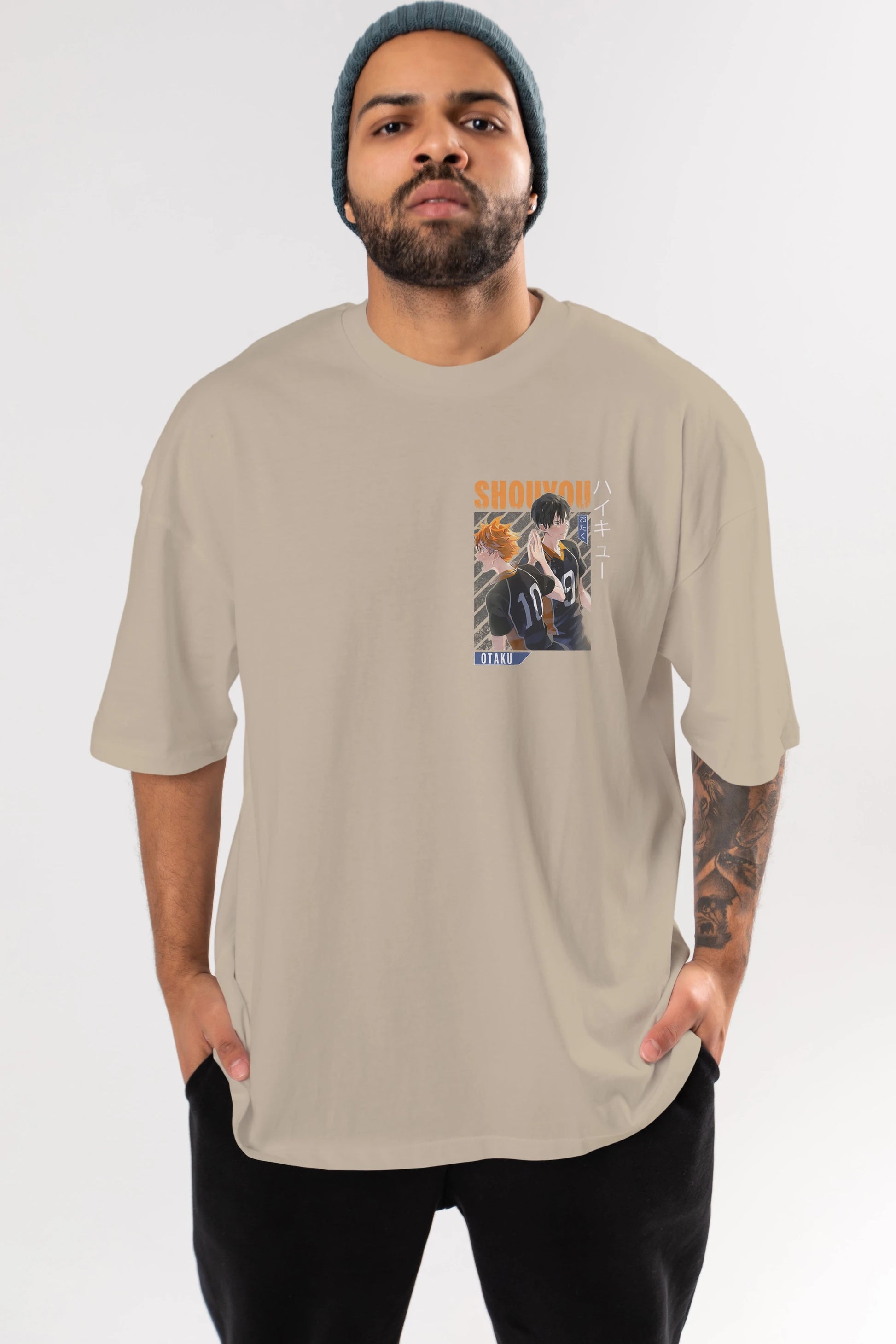 Shouyou Hinata 12 Ön Sol Baskılı Oversize t-shirt Erkek Kadın Unisex %100 Pamuk Bisiklet Yaka tişort