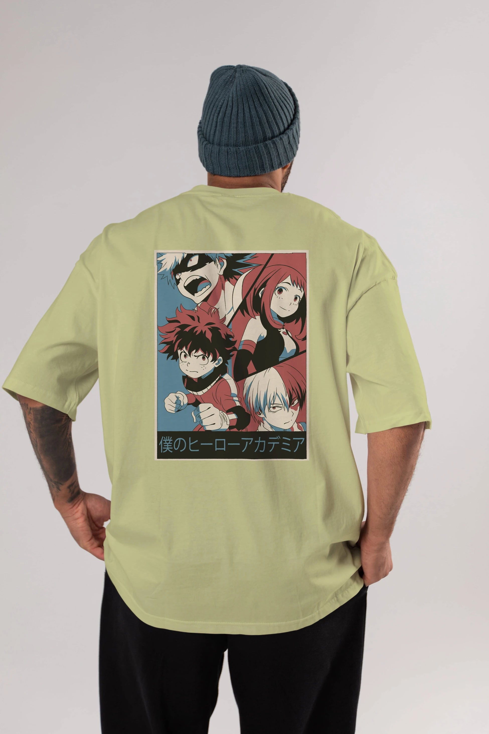 BokuNoHero Anime Arka Baskılı Oversize t-shirt Erkek Kadın Unisex