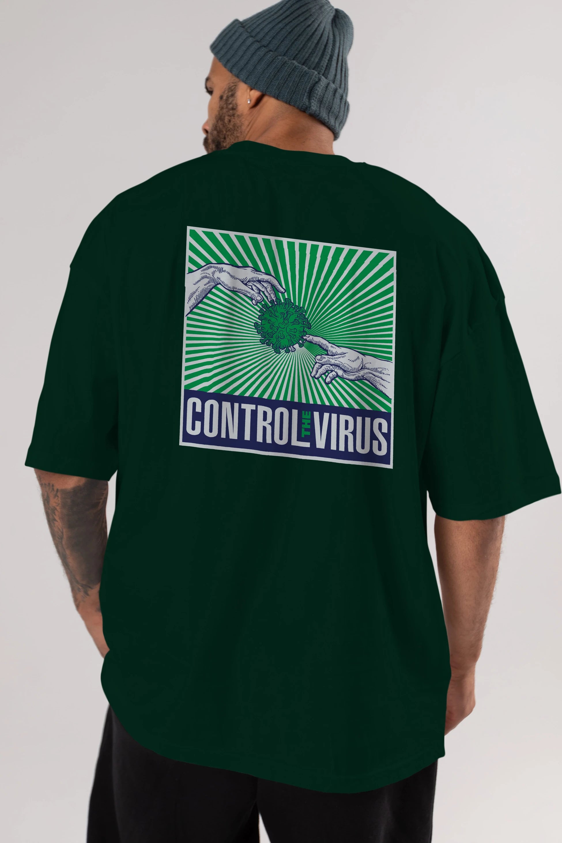 Control The Virus Arka Baskılı Oversize t-shirt Erkek Kadın Unisex