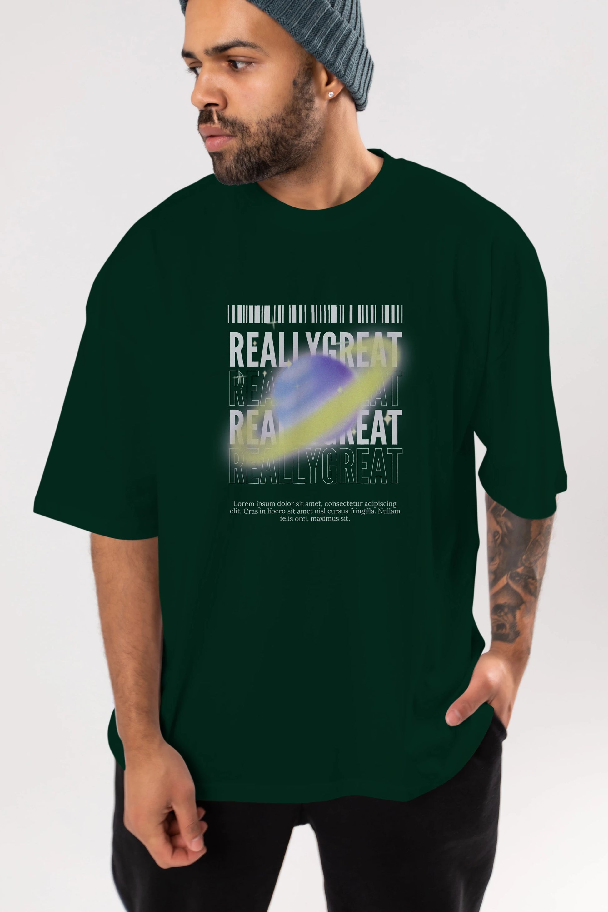 Really Great 2 Yazılı Ön Baskılı Oversize t-shirt Erkek Kadın Unisex