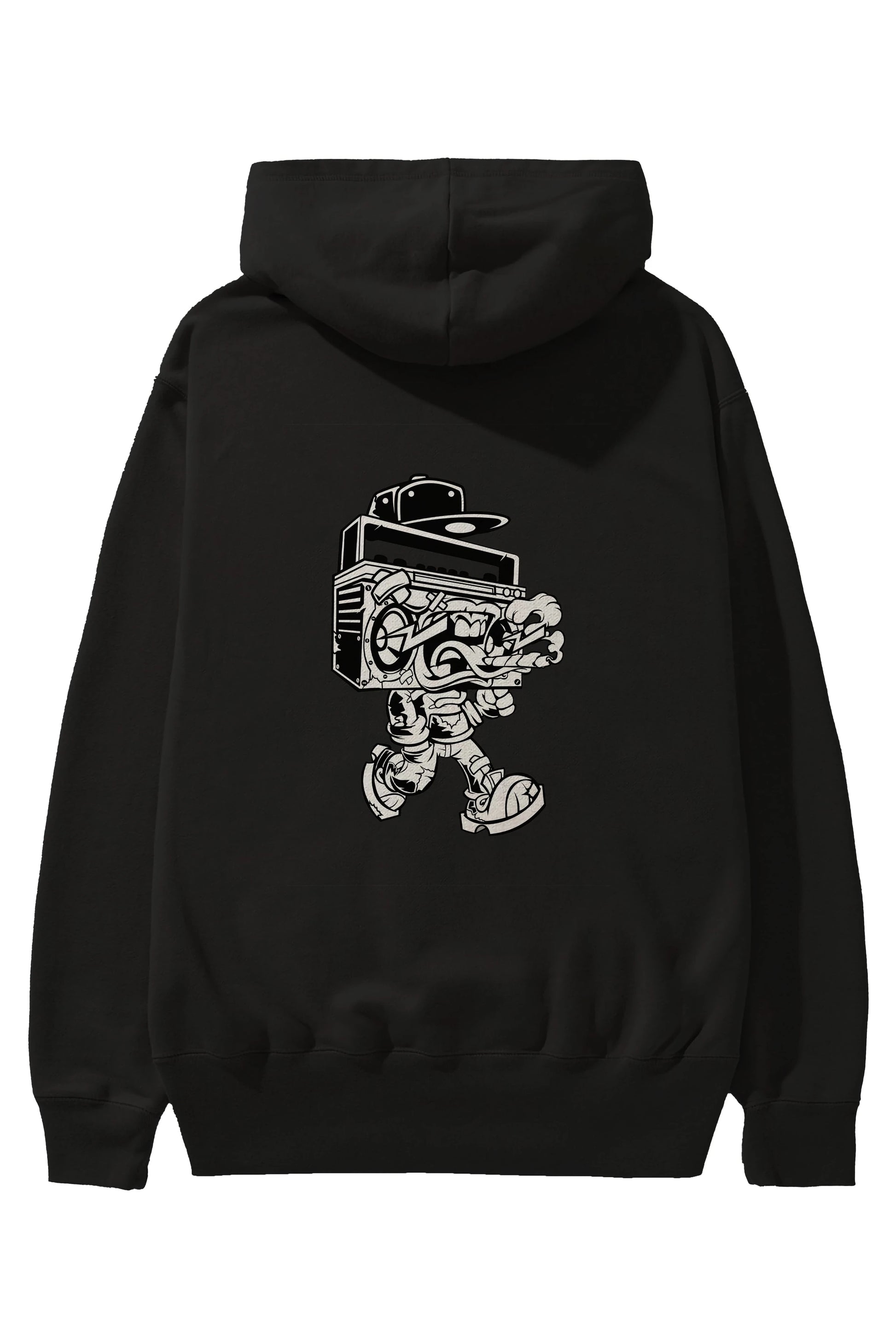 Boombox Arka Baskılı Hoodie Oversize Kapüşonlu Sweatshirt Erkek Kadın Unisex