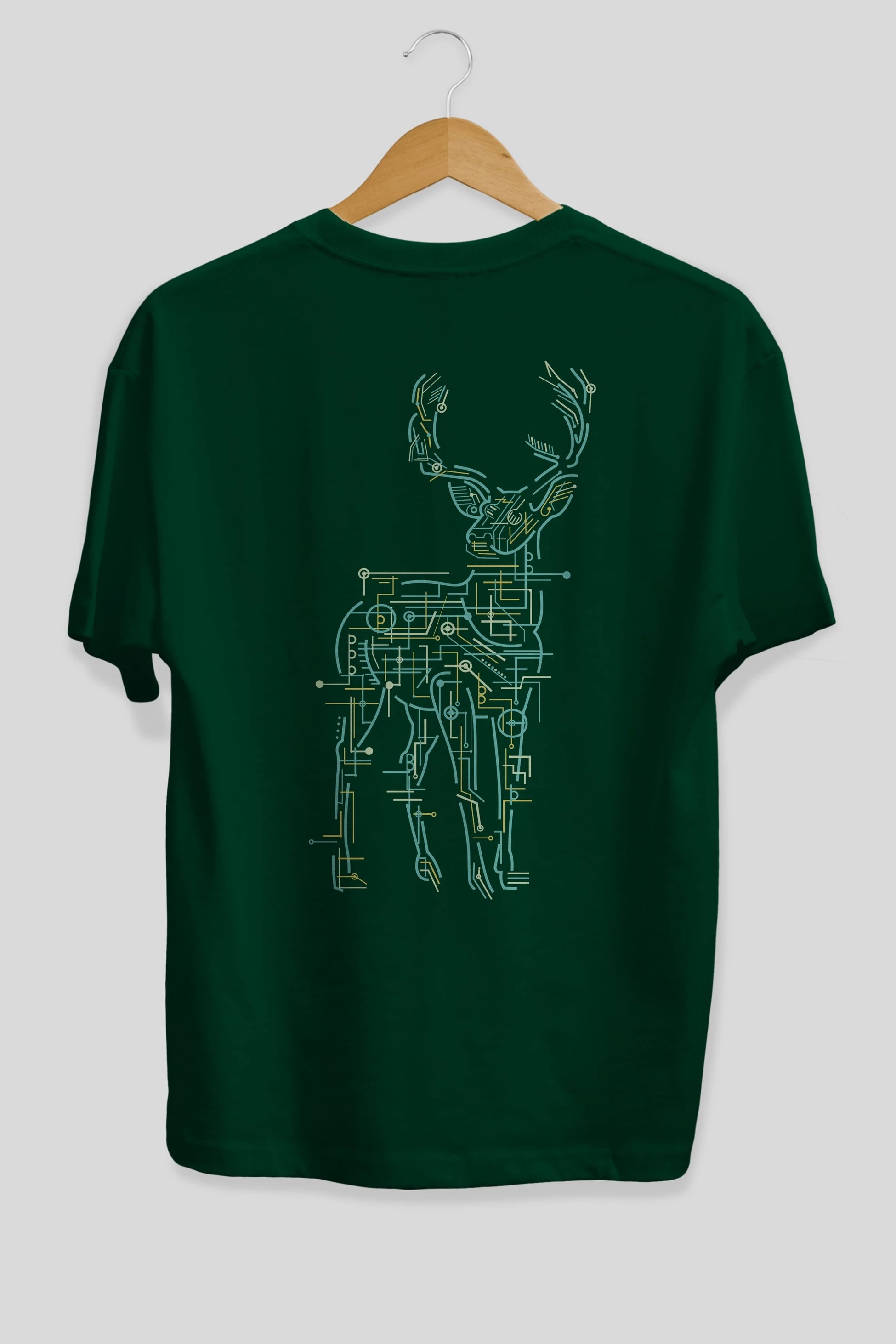 Electric Deer Arka Baskılı Oversize t-shirt %100 pamuk Erkek Kadın Unisex