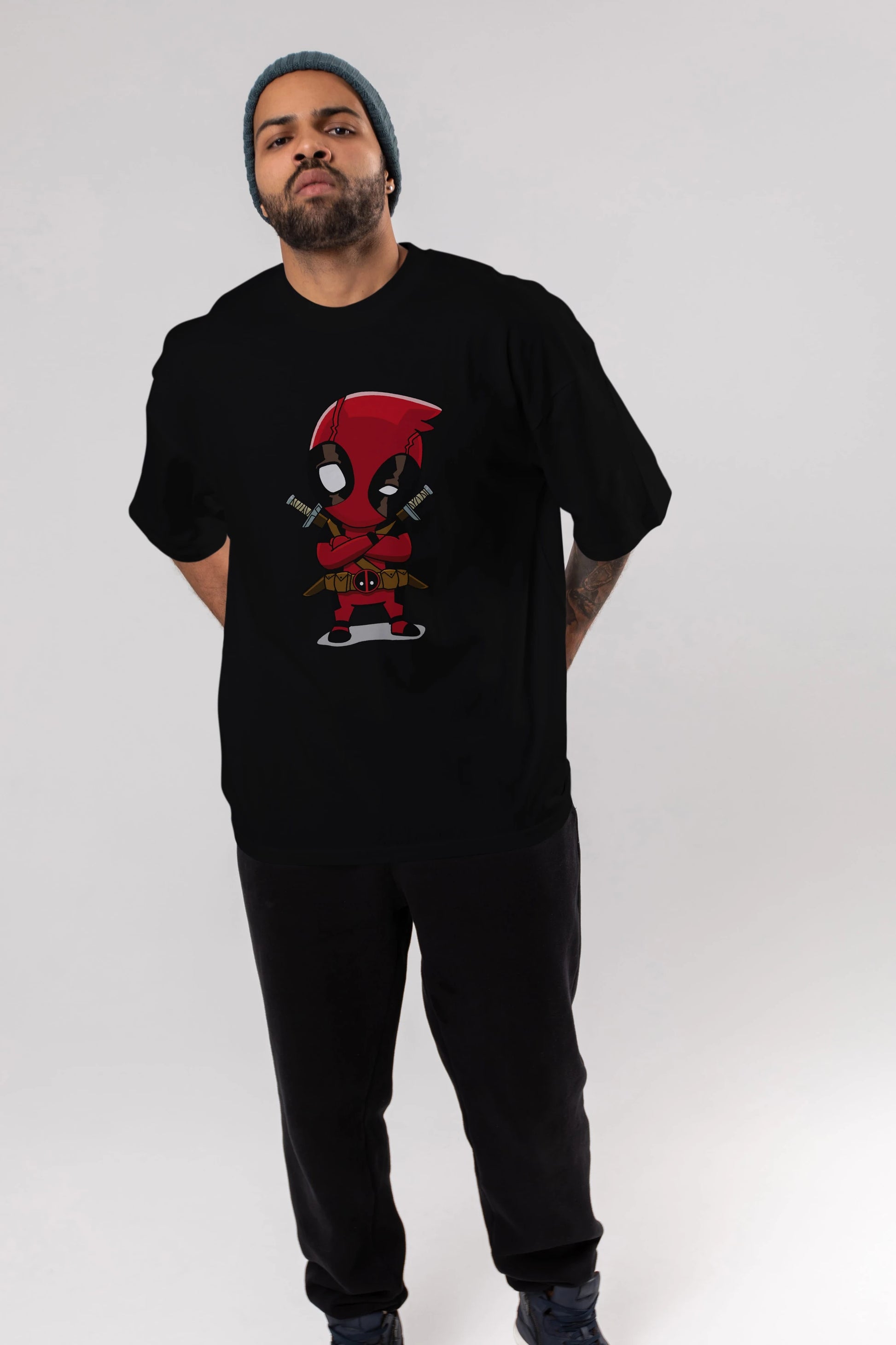 Deadpool (19) Ön Baskılı Oversize t-shirt Erkek Kadın Unisex %100 Pamuk Bisiklet Yaka tişort