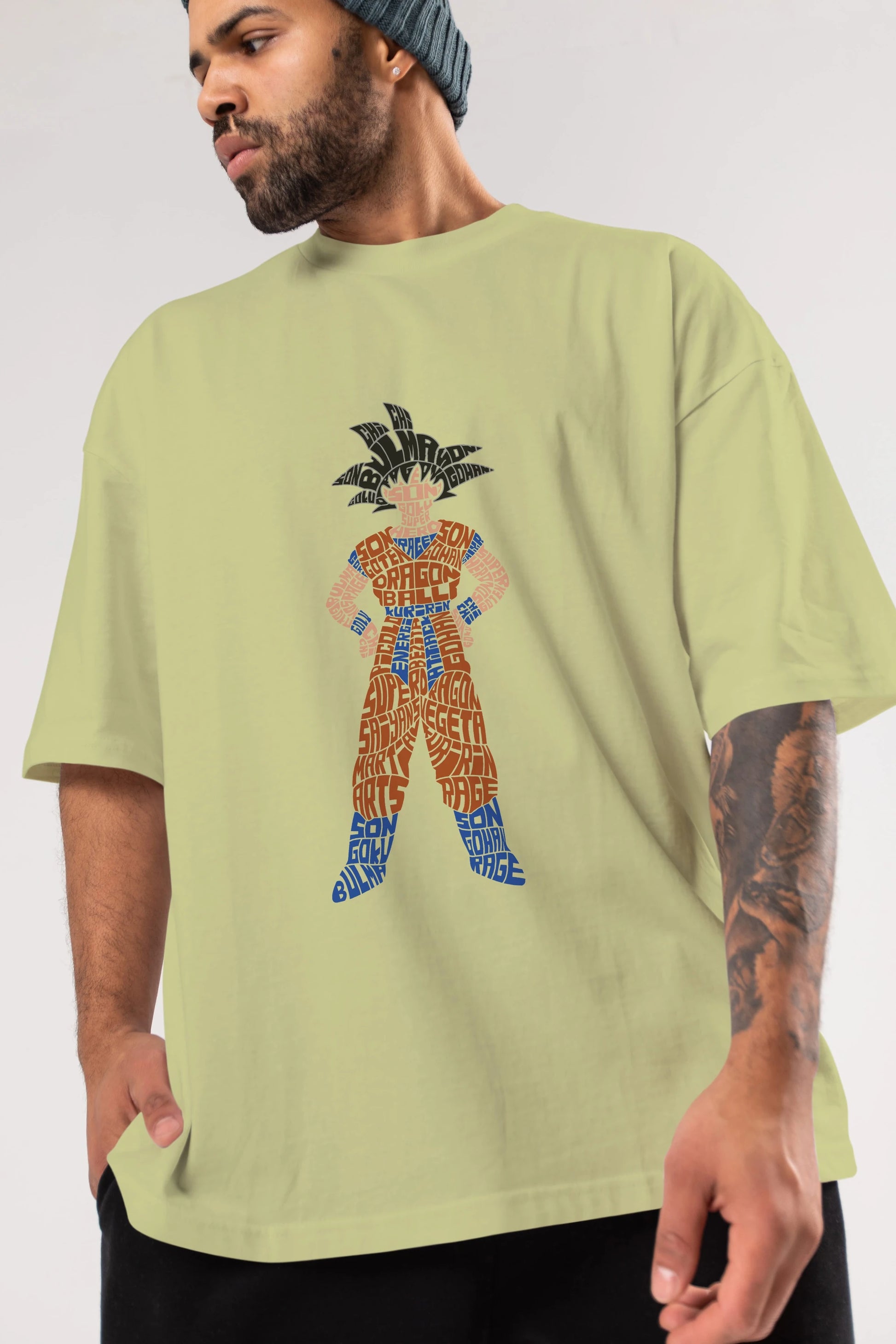 Goku Ön Baskılı Oversize t-shirt %100 pamuk Erkek Kadın Unisex