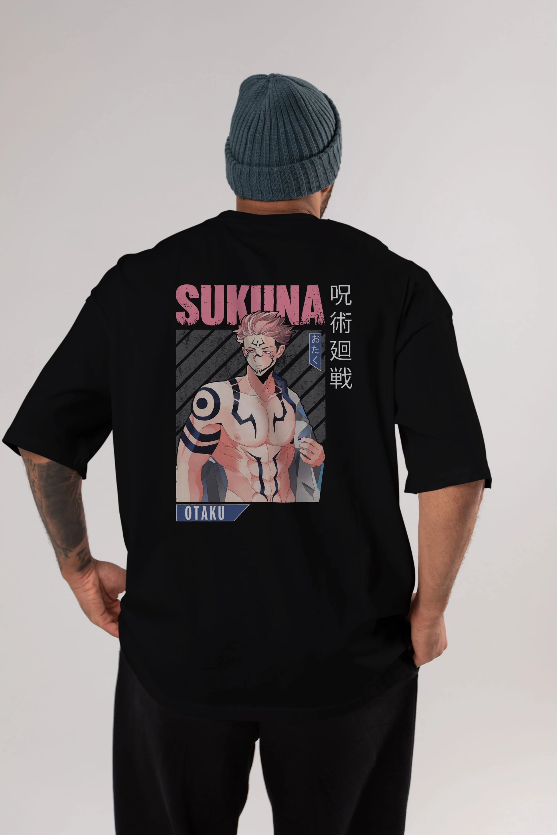 Sukuna Ryoumen 1 Anime Arka Baskılı Oversize t-shirt Erkek Kadın Unisex