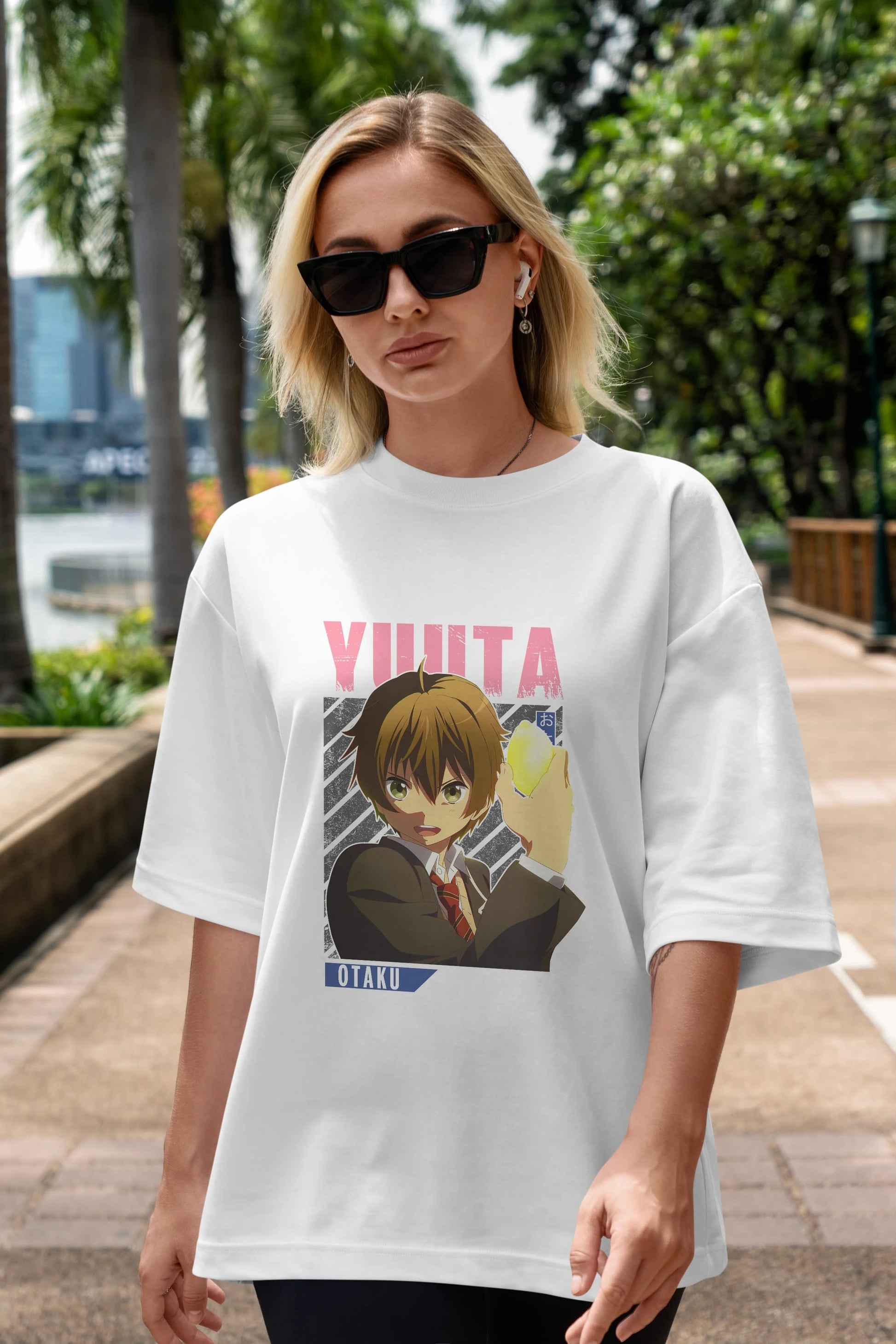 Yuuta Togashi 2 Anime Ön Baskılı Oversize t-shirt %100 pamuk Erkek Kadın Unisex