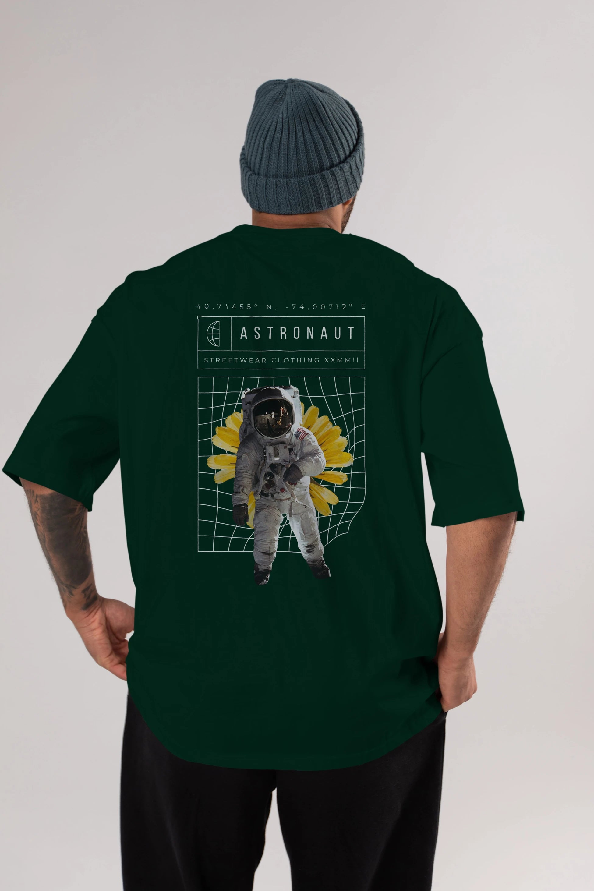 Astronaut Streetwear Arka Baskılı Oversize t-shirt Erkek Kadın Unisex