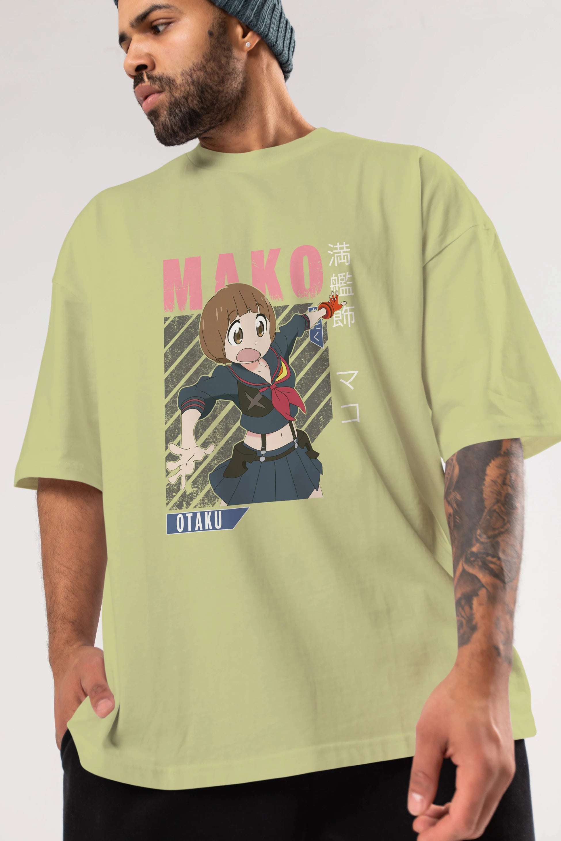Mako Mankanshoku 2 Anime Ön Baskılı Oversize t-shirt %100 pamuk Erkek Kadın Unisex