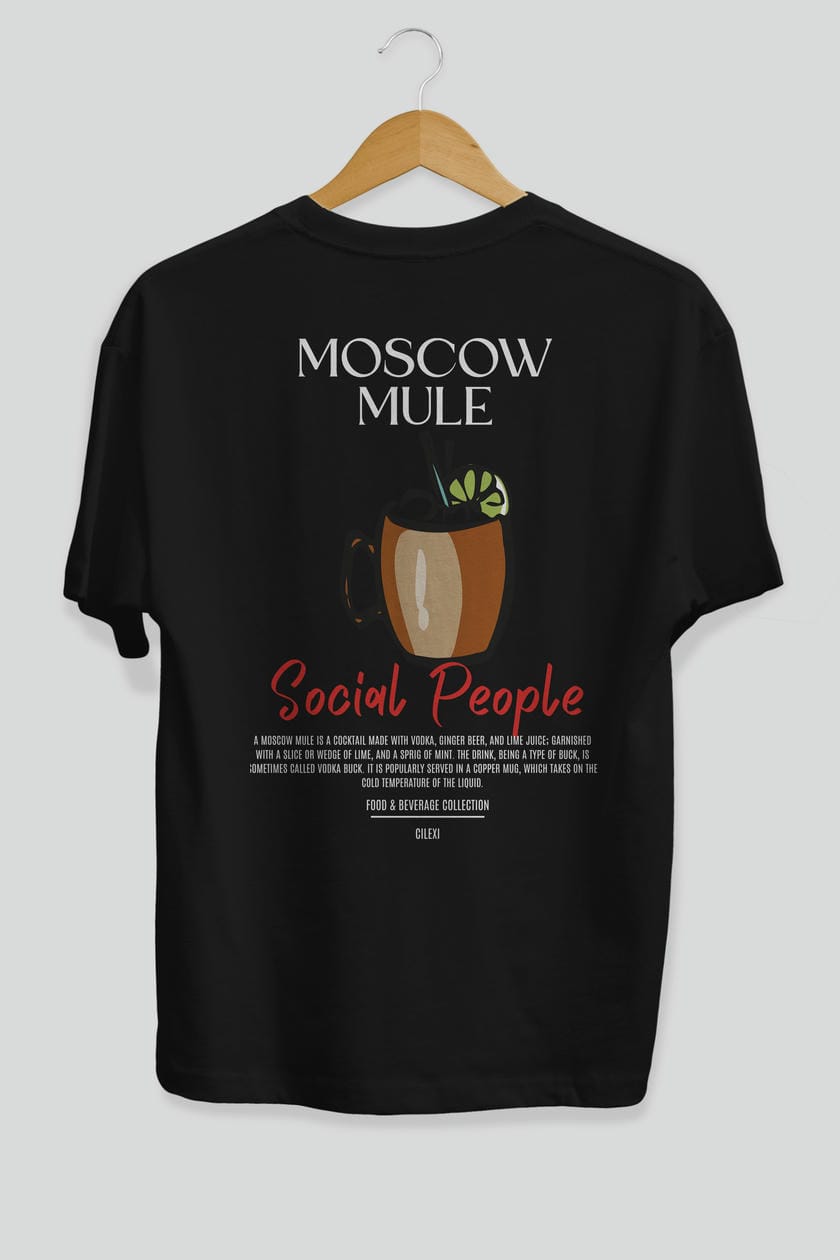 Moscow Mule Kokteyl Serisi Baskılı Oversize t-shirt Erkek Kadın Unisex %100 Pamuk Bisiklet Yaka tişort