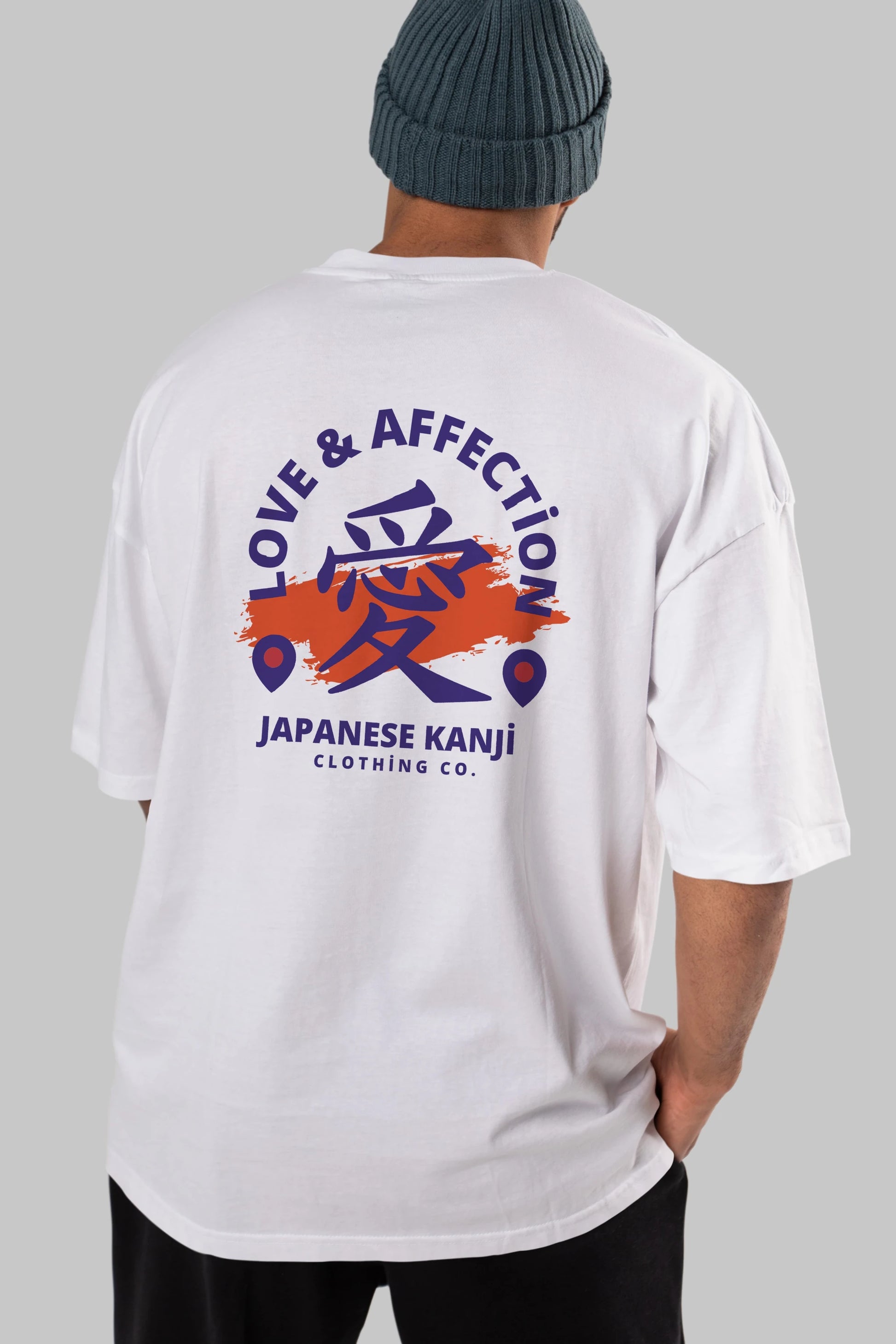 Love Affection Japanese Yazılı Arka Baskılı Oversize t-shirt Erkek Kadın Unisex