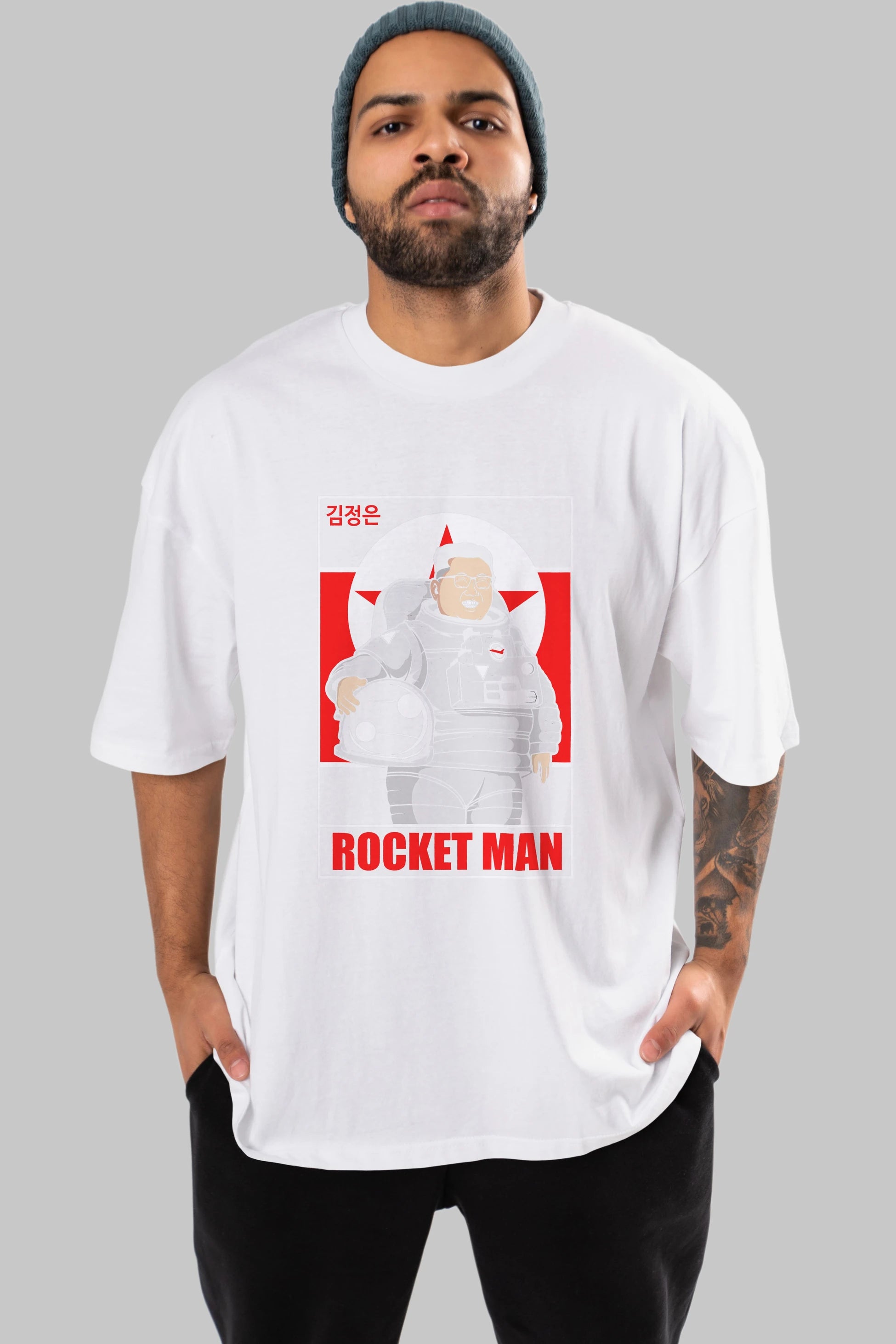 Astronot Kim Ön Baskılı Oversize t-shirt Erkek Kadın Unisex %100 Pamuk tişort