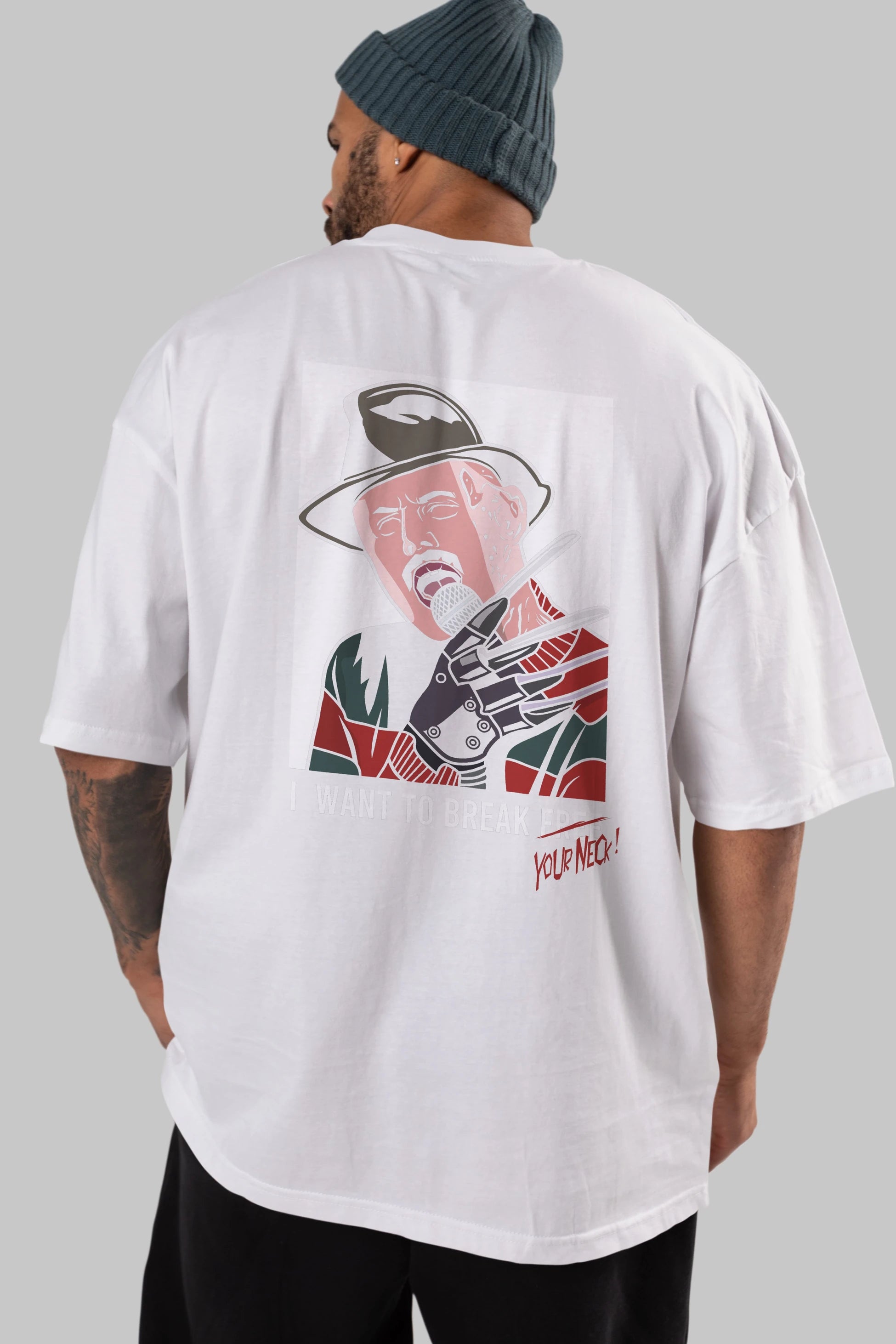 Freddy Merkrueger Arka Baskılı Oversize t-shirt Erkek Kadın Unisex %100 Pamuk tişort