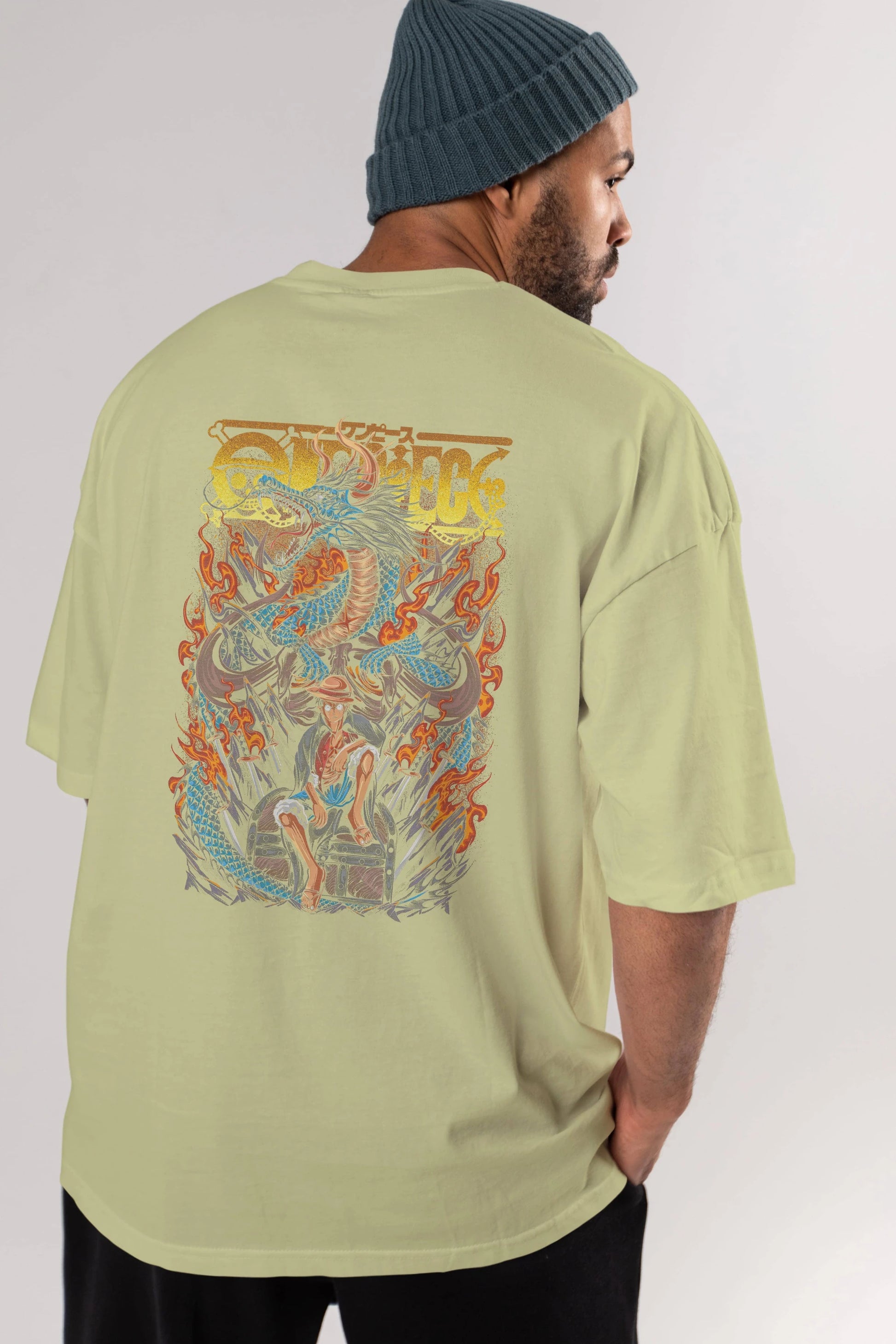 MONKEY D. LUFF-ONE PIECE Anime Arka Baskılı Oversize t-shirt Erkek Kadın Unisex