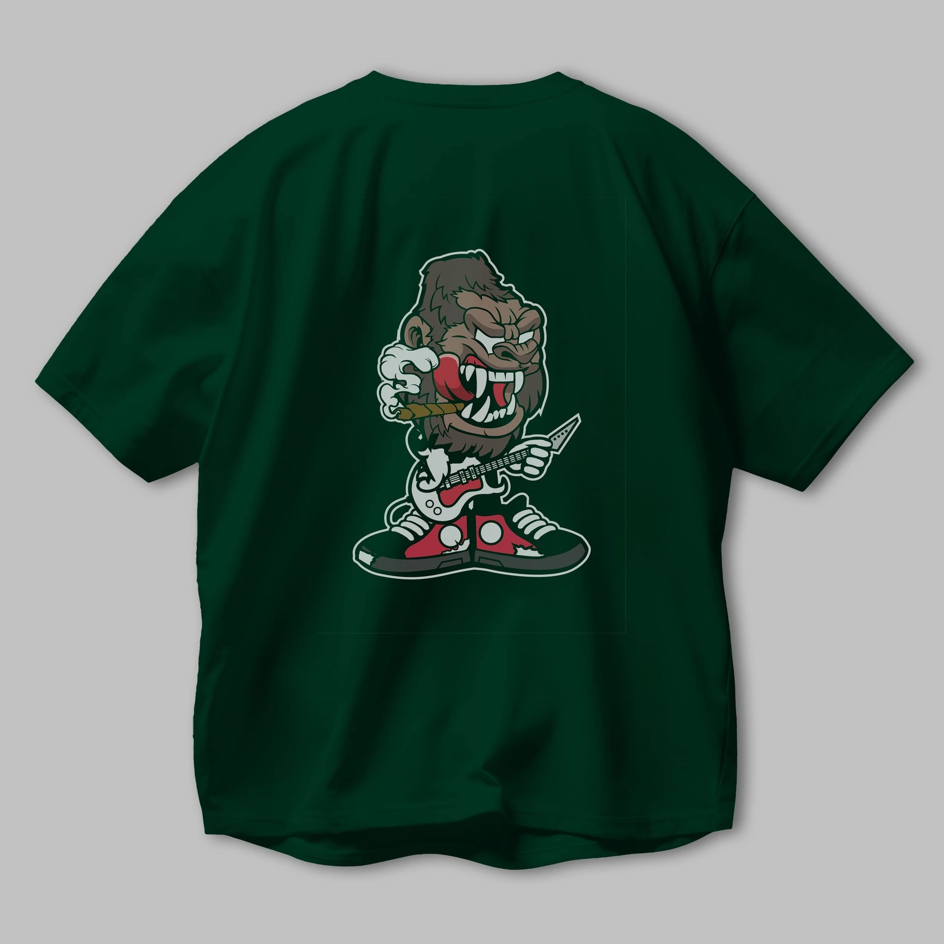 Gorilla Rock Star Arka Baskılı Oversize t-shirt Erkek Kadın Unisex %100 Pamuk tişort
