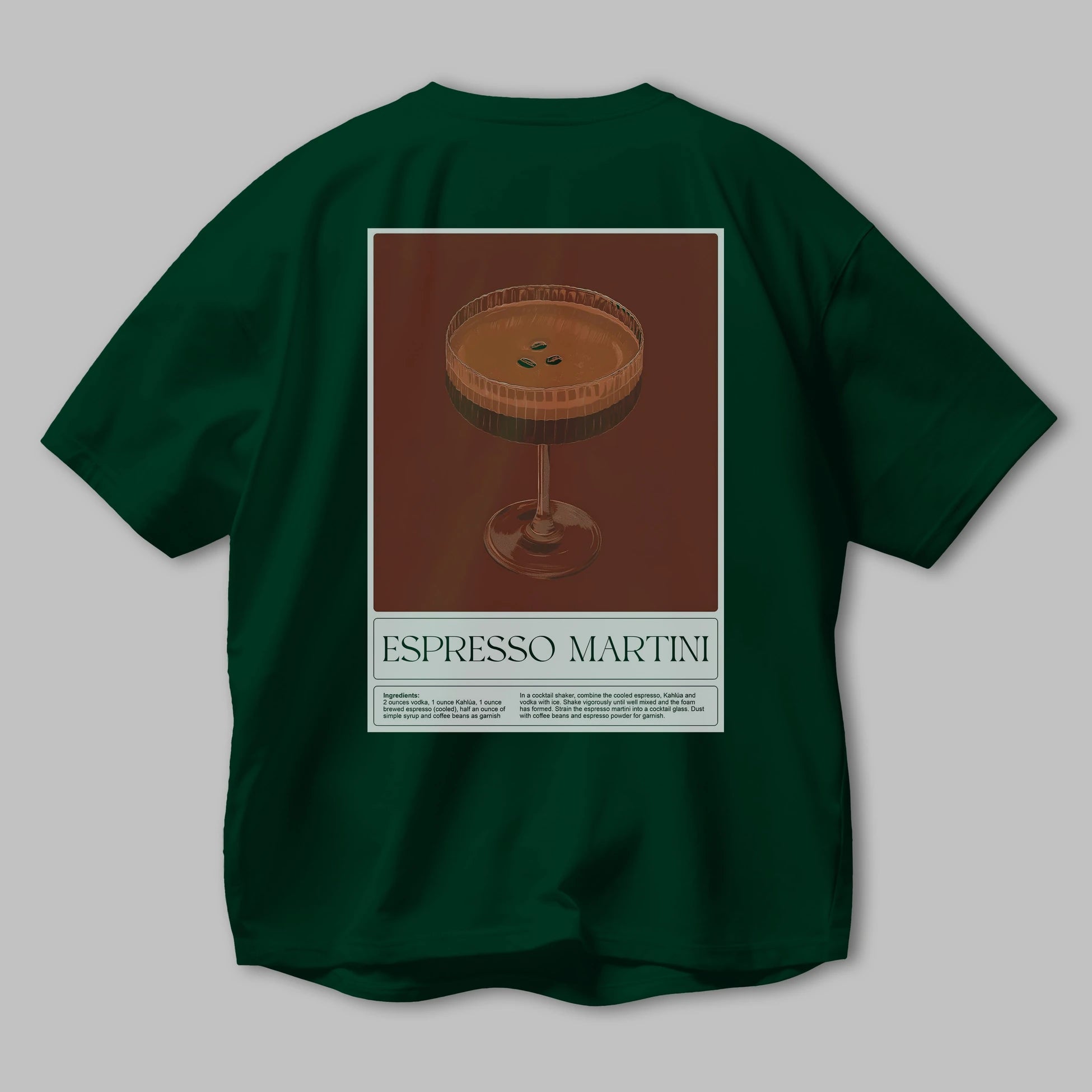Espresso Martini Arka Baskılı Oversize t-shirt Erkek Kadın Unisex %100 Pamuk Bisiklet Yaka tişort