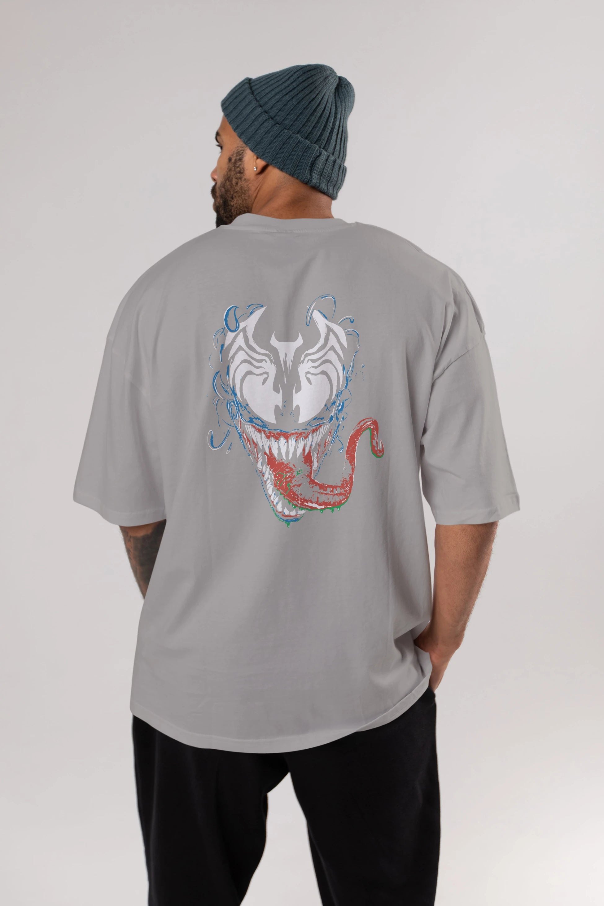 Venom (2) Arka Baskılı Oversize t-shirt Erkek Kadın Unisex %100 Pamuk Bisiklet Yaka tişort