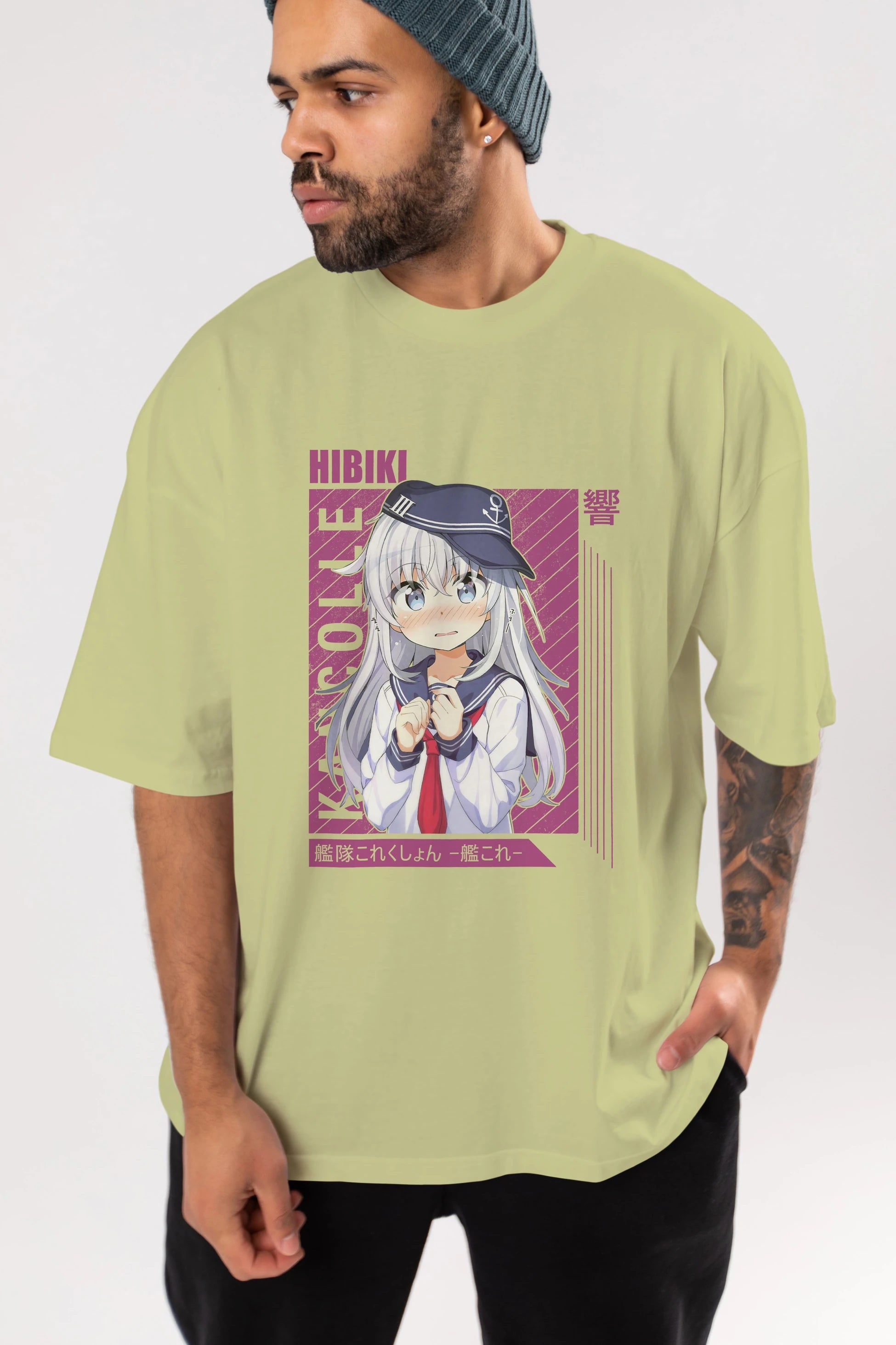 Hibiki 4 Anime Ön Baskılı Oversize t-shirt %100 pamuk Erkek Kadın Unisex