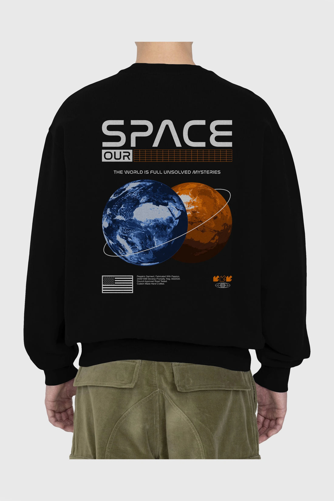 Space Our Arka Baskılı Oversize Sweatshirt Erkek Kadın Unisex