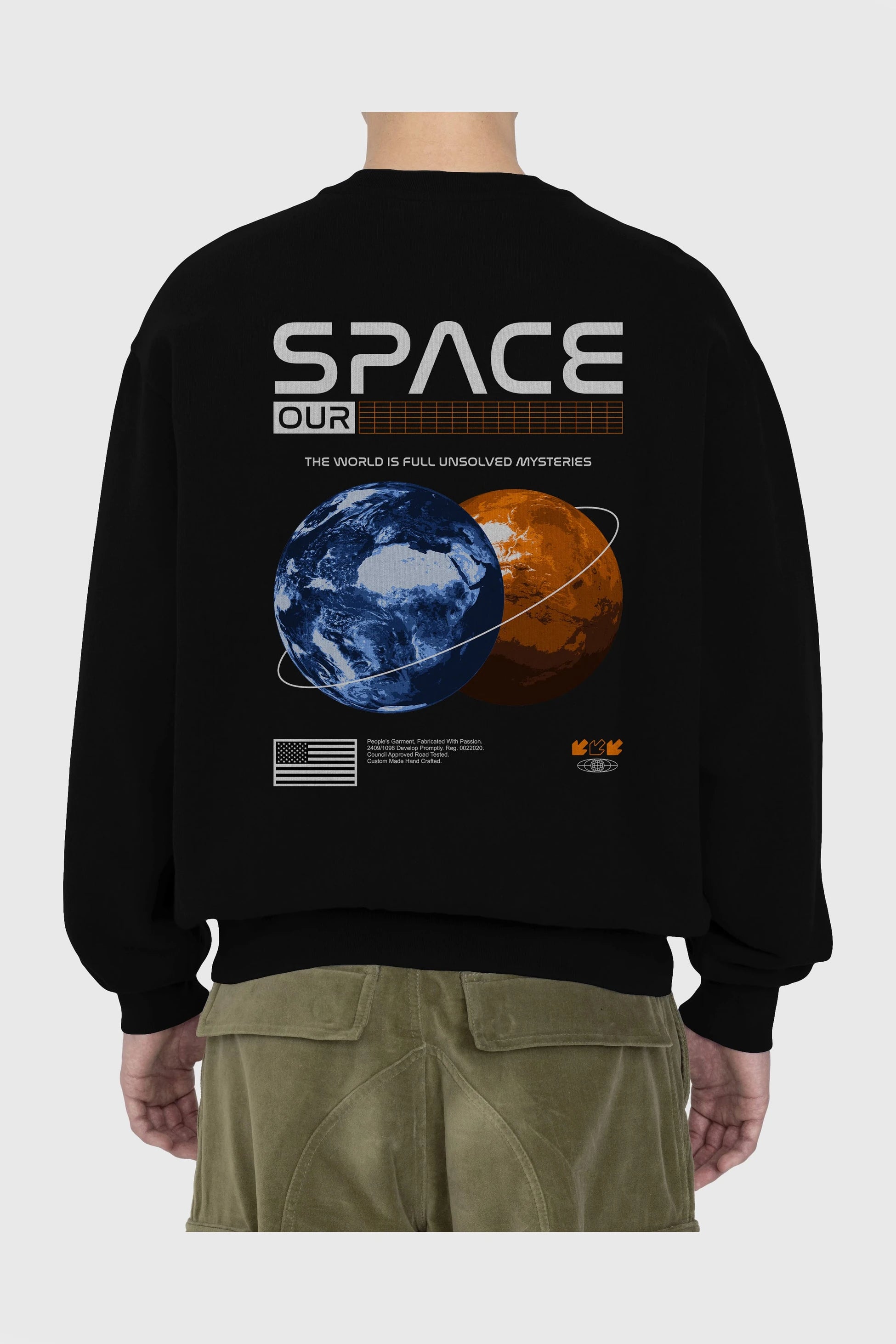 Space Our Arka Baskılı Oversize Sweatshirt Erkek Kadın Unisex