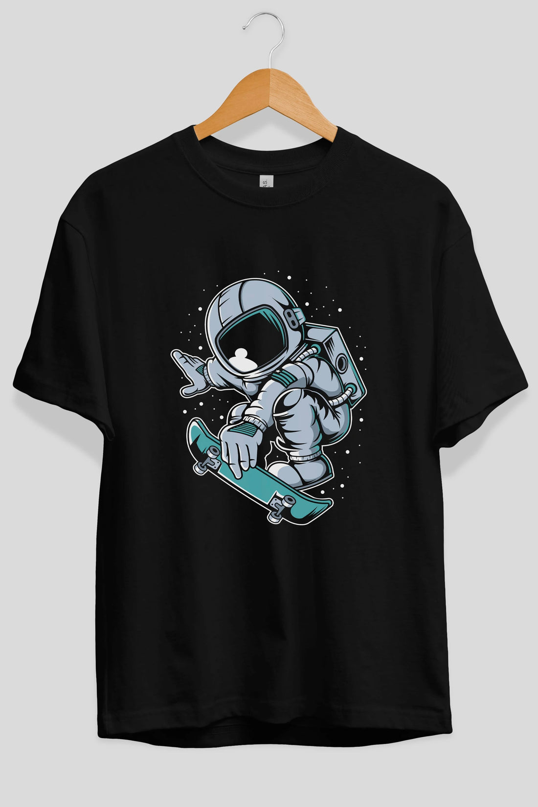 Astronaut Skateboard Jump Ön Baskılı Oversize t-shirt Erkek Kadın Unisex