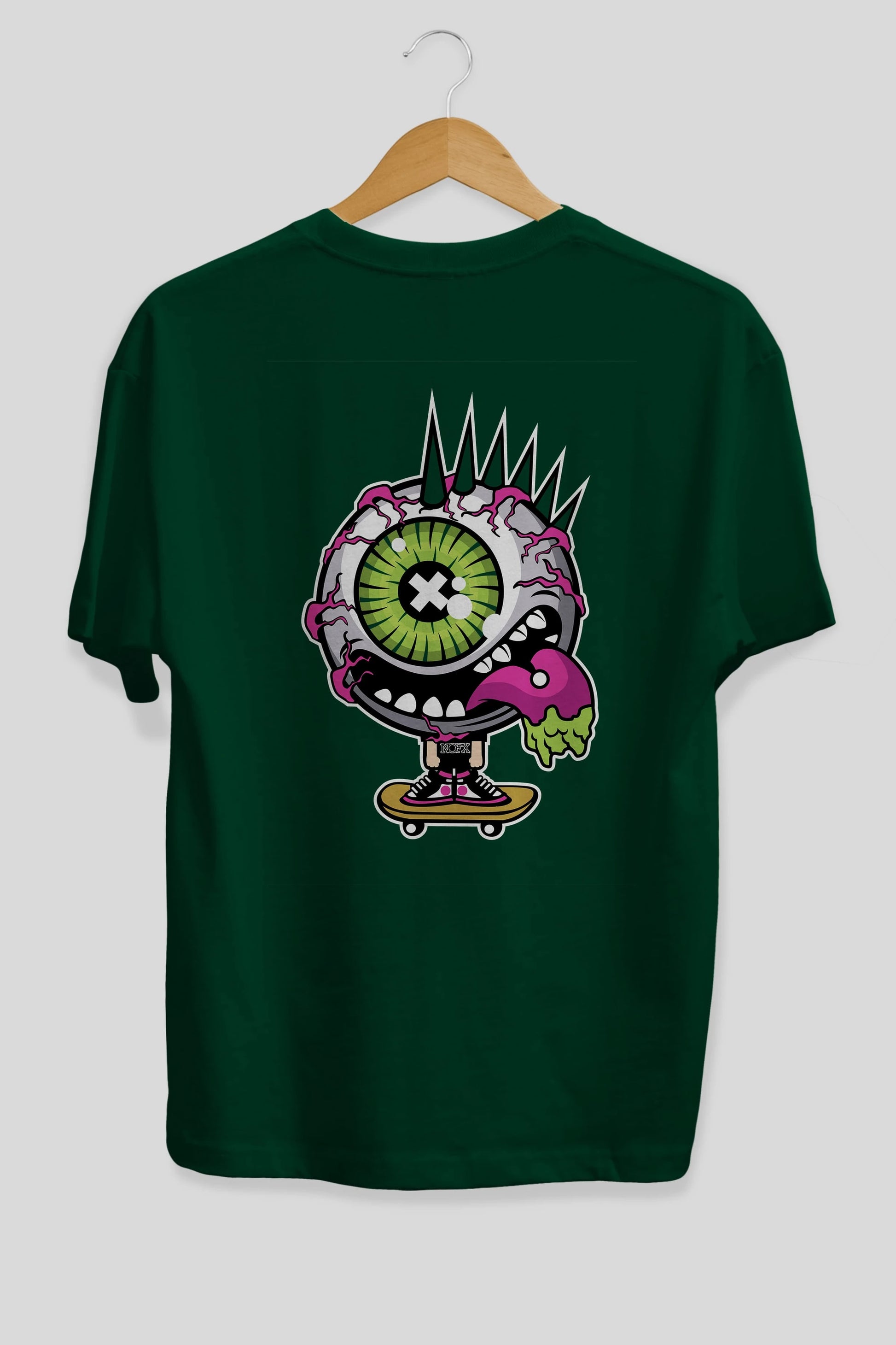 Eye Monster Skater Arka Baskılı Oversize t-shirt Erkek Kadın Unisex %100 Pamuk tişort
