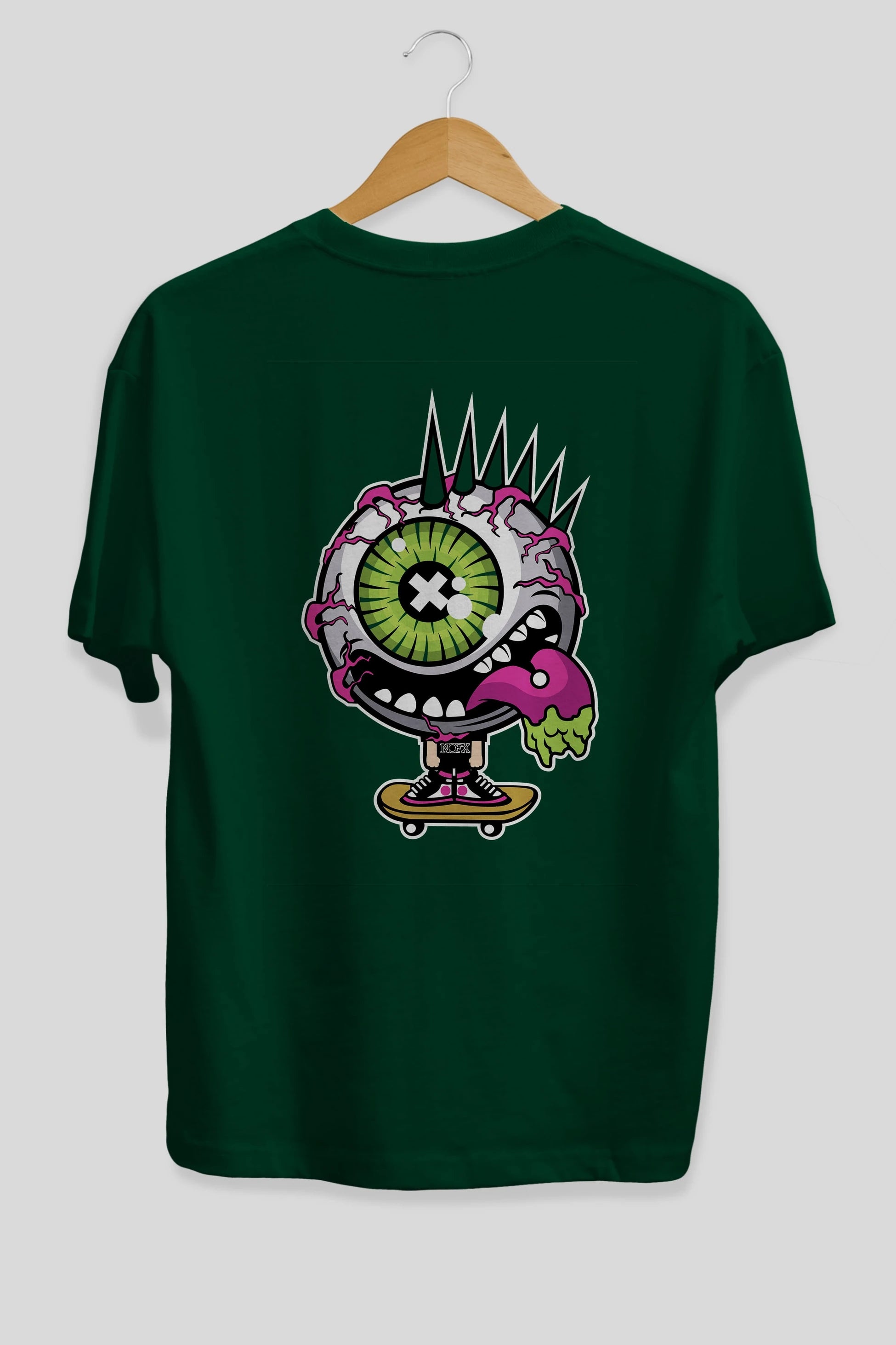 Eye Monster Skater Arka Baskılı Oversize t-shirt Erkek Kadın Unisex %100 Pamuk tişort