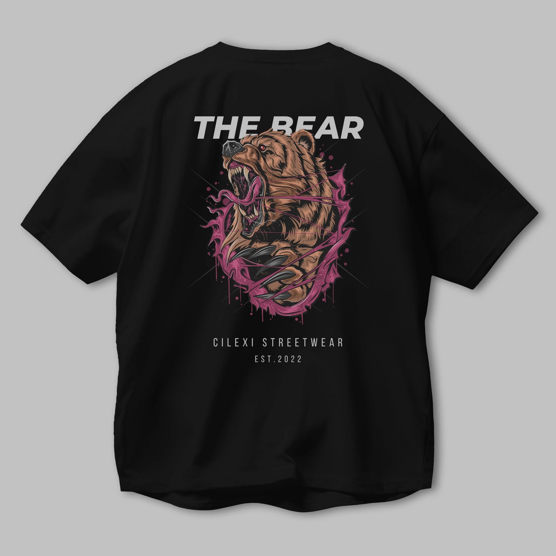 The Bear Arka Baskılı Oversize t-shirt Erkek Kadın Unisex %100 Pamuk