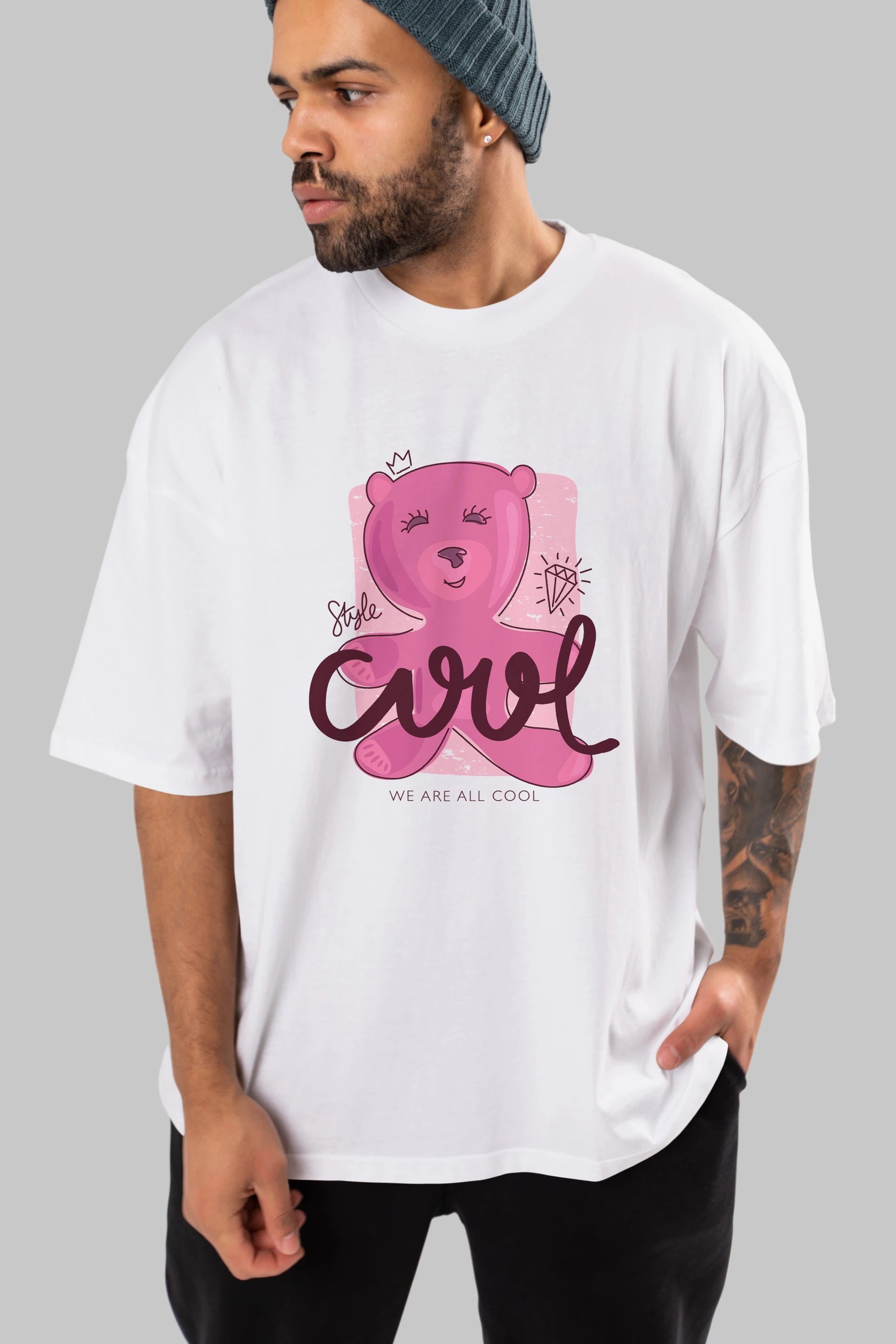 Cool Style Bear Ön Baskılı Oversize t-shirt Erkek Kadın Unisex