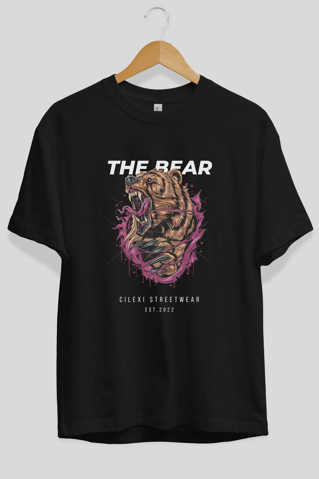The Bear Ön Baskılı Oversize t-shirt Erkek Kadın Unisex %100 Pamuk