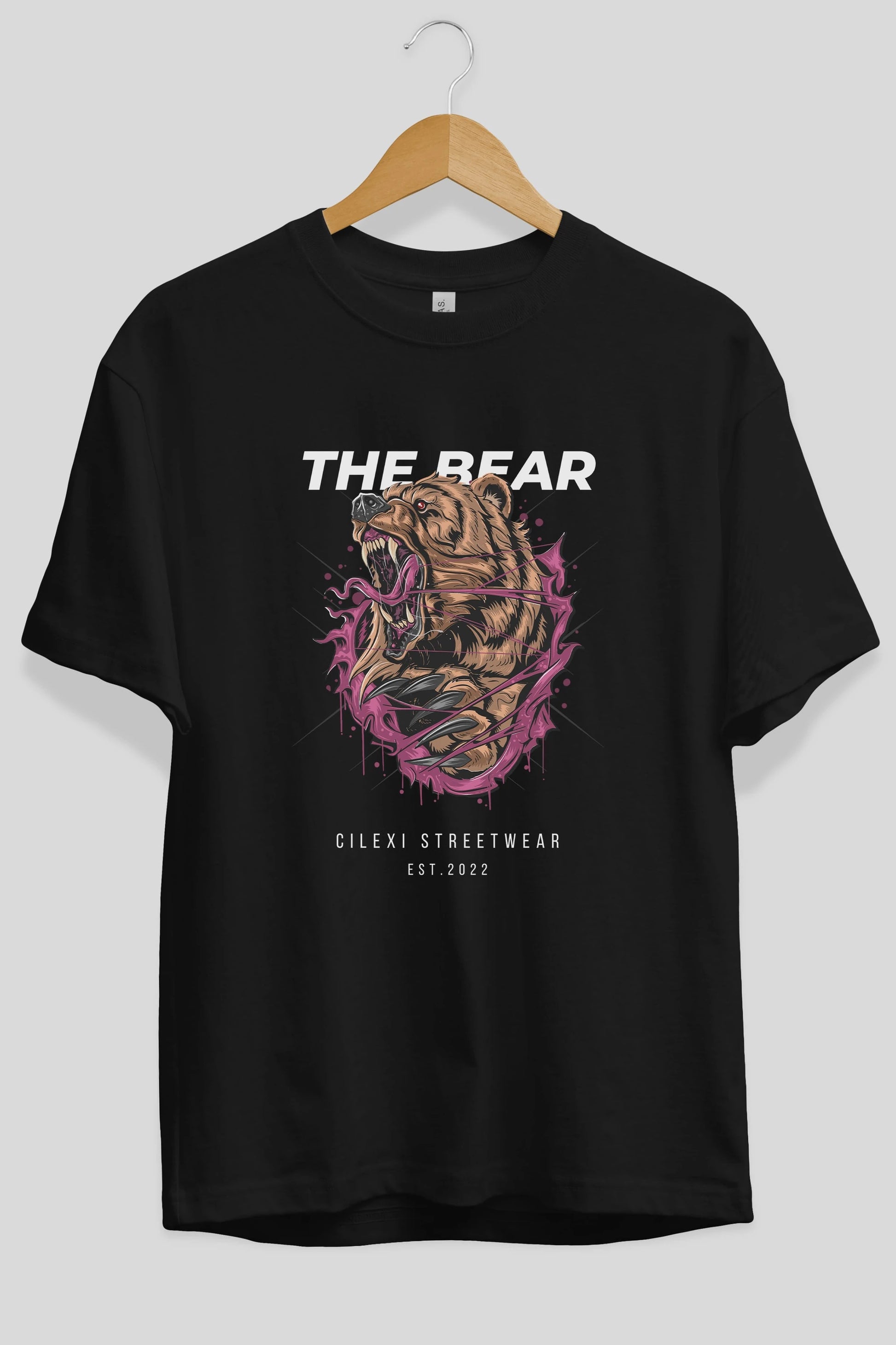 The Bear Ön Baskılı Oversize t-shirt Erkek Kadın Unisex %100 Pamuk