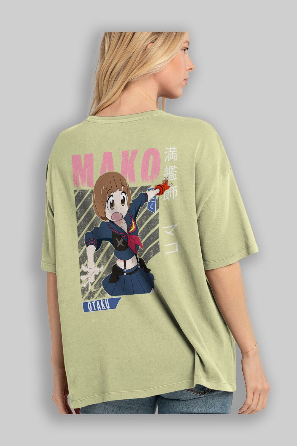 Mako Mankanshoku 2 Anime Arka Baskılı Oversize t-shirt Erkek Kadın Unisex