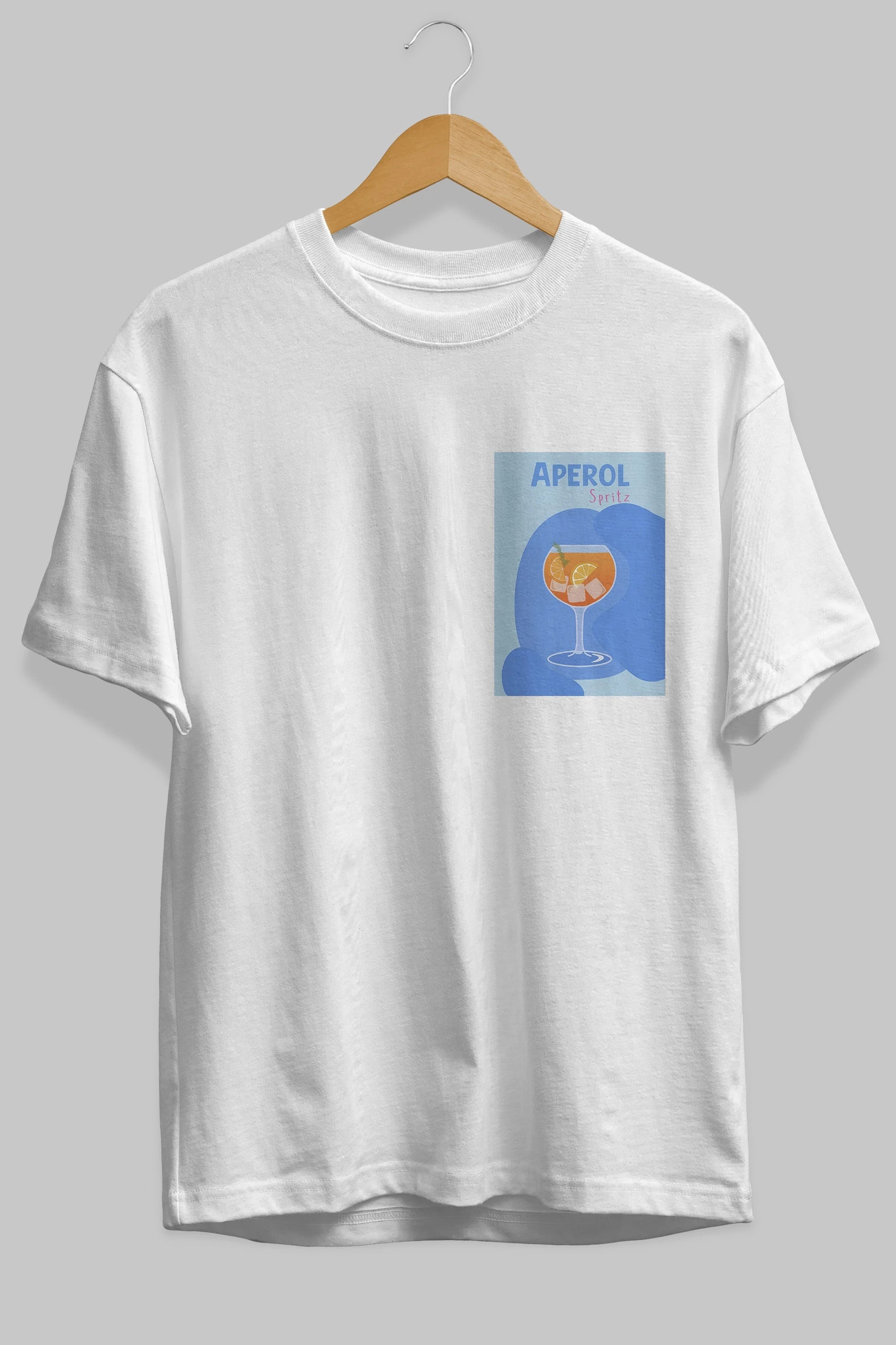 Aperol Spritz 10 Ön Sol Baskılı Oversize t-shirt Erkek Kadın Unisex %100 Pamuk Bisiklet Yaka tişort