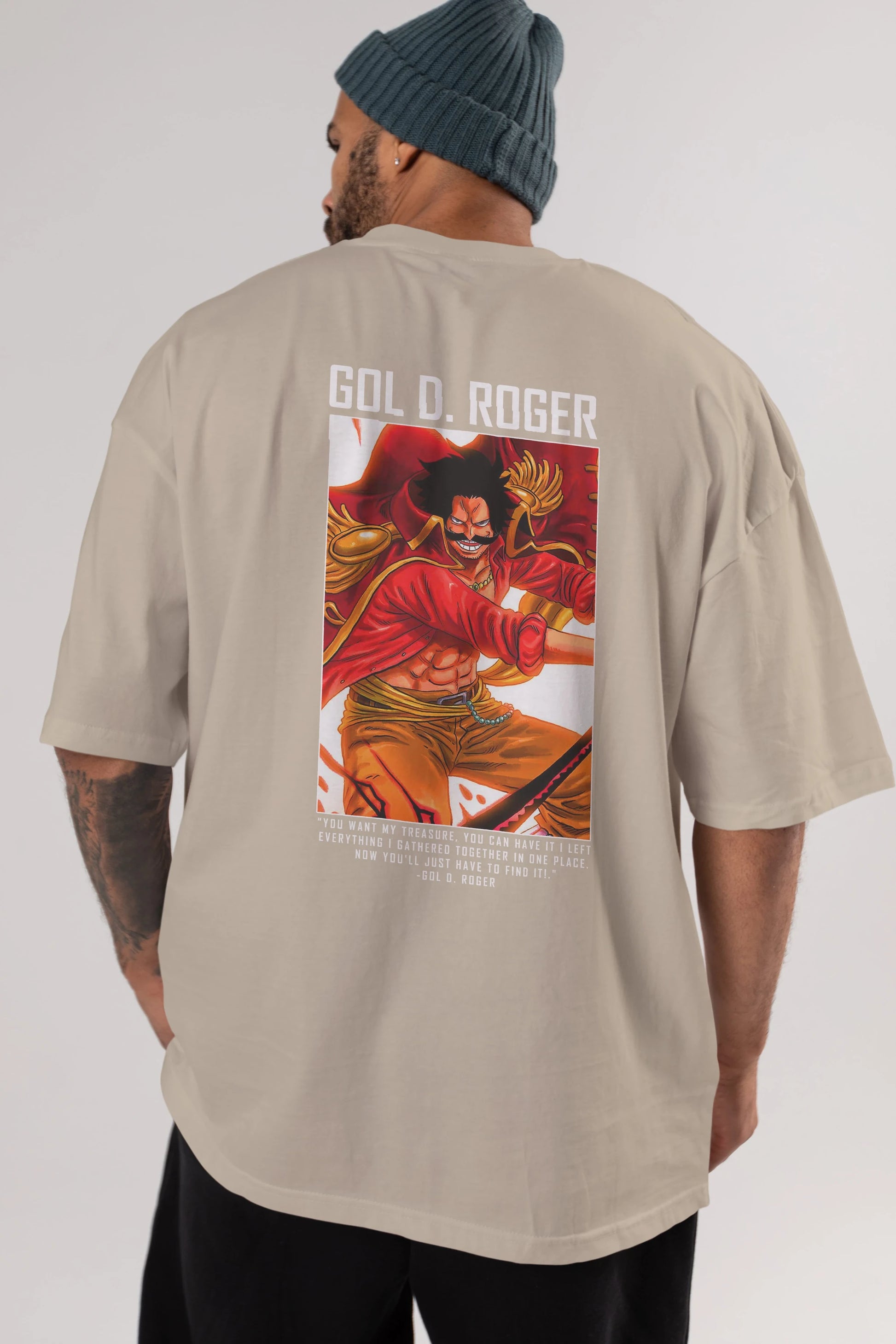 Gol D. Roger Anime Arka Baskılı Oversize t-shirt Erkek Kadın Unisex %100 pamuk tişort